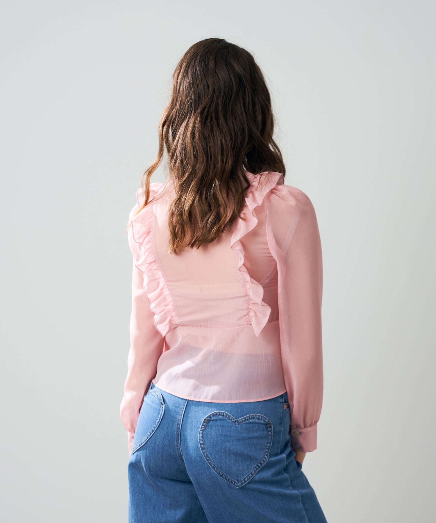 【預訂】金銀絲條紋荷葉邊襯衫