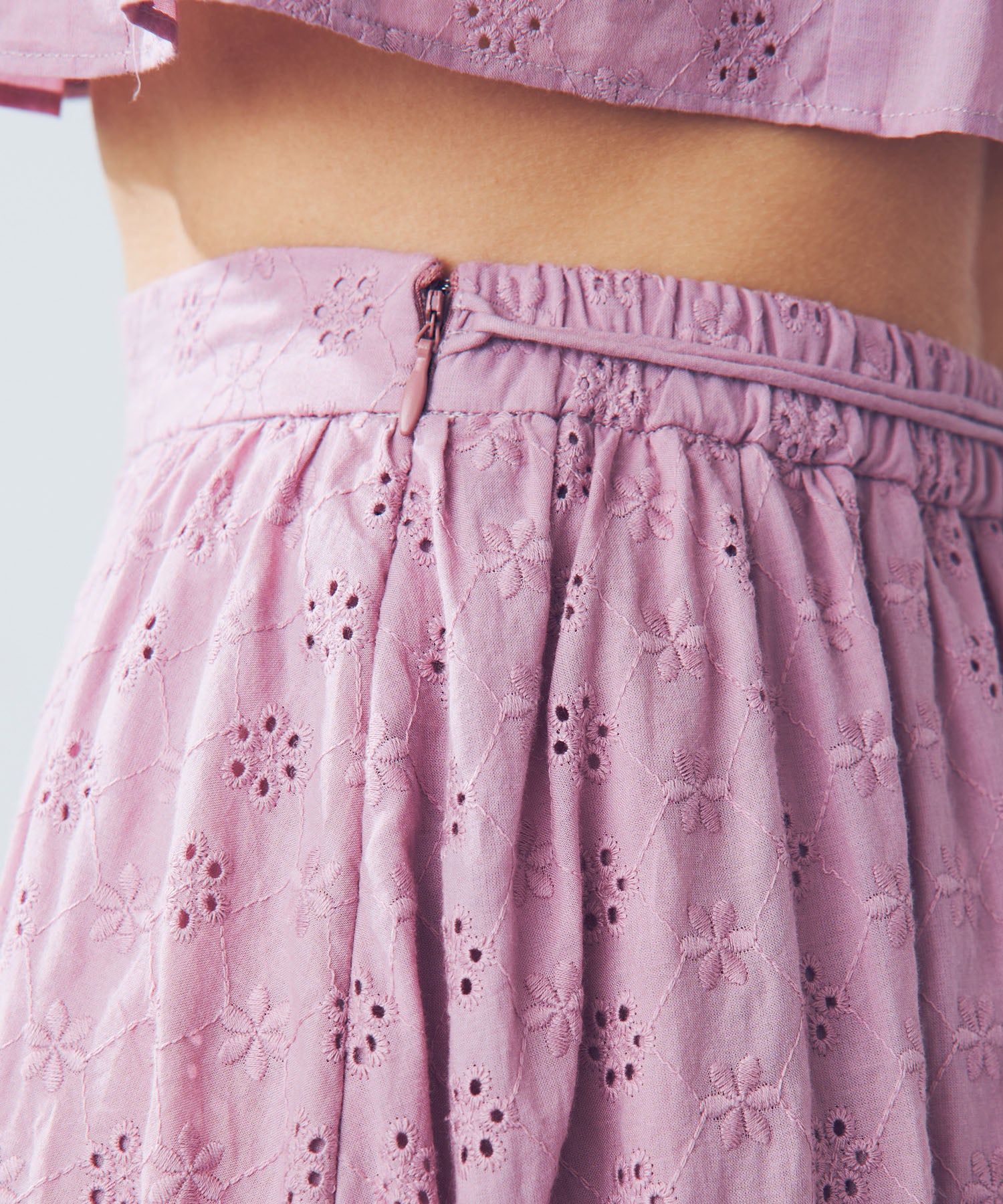 【預訂】純棉蕾絲縮褶半身裙