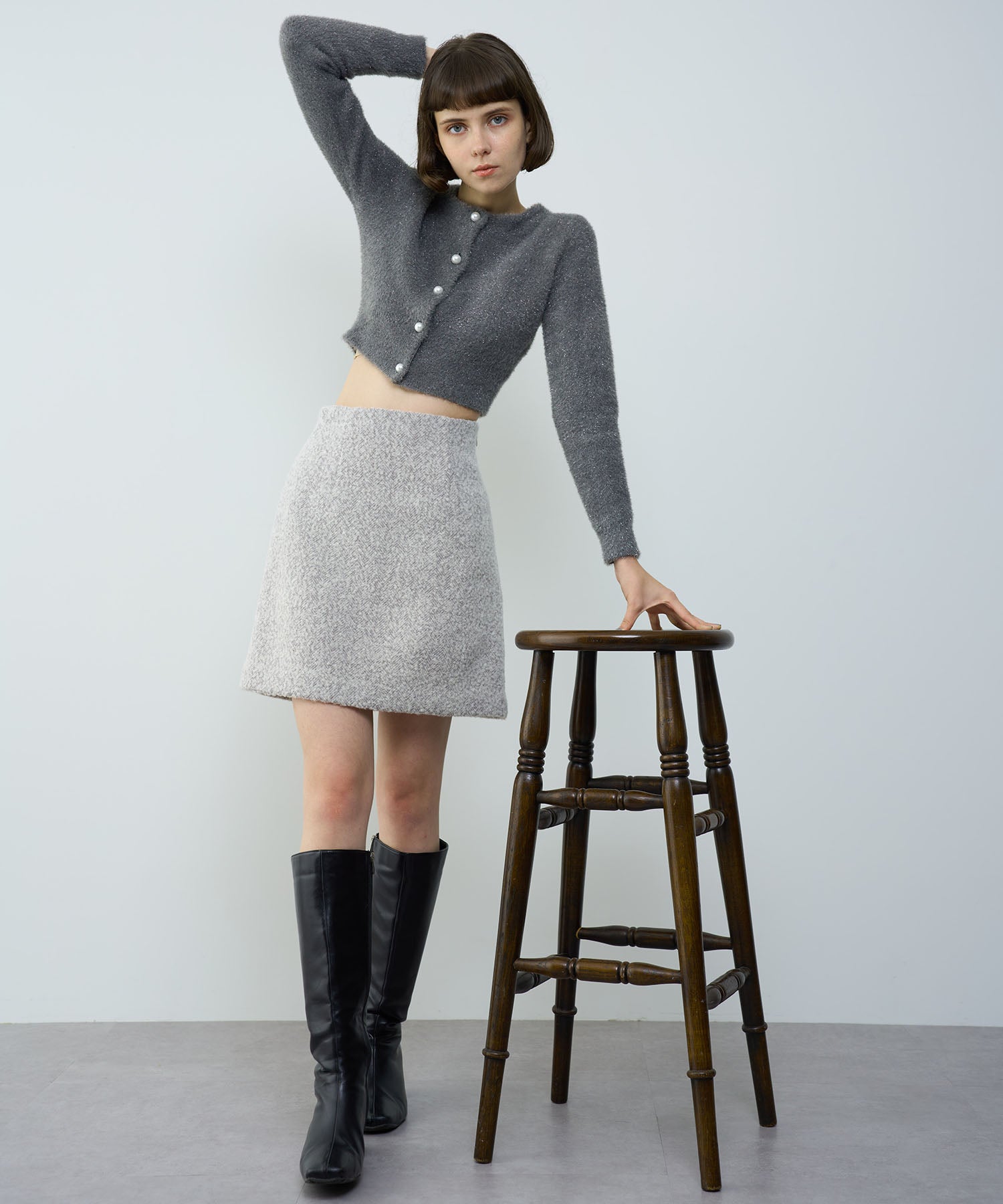 人字紋迷你半身裙