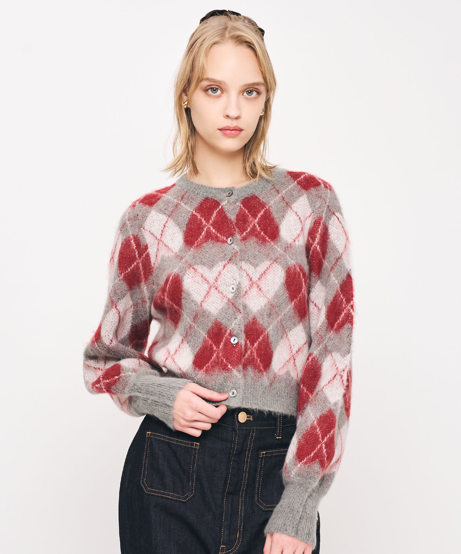 ハートアーガイルカーディガン