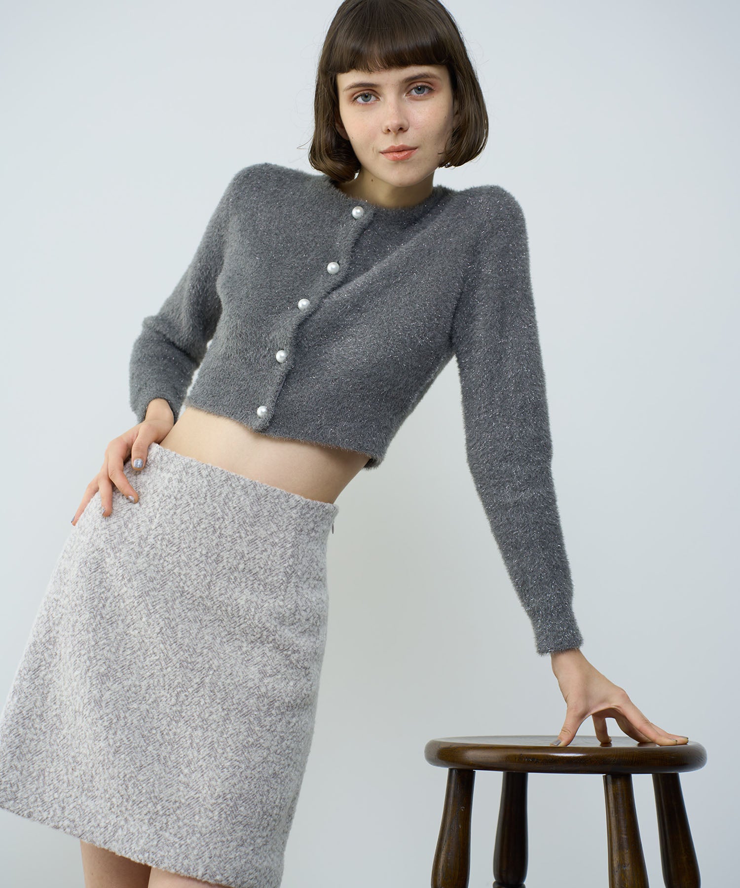 Herringbone mini skirt