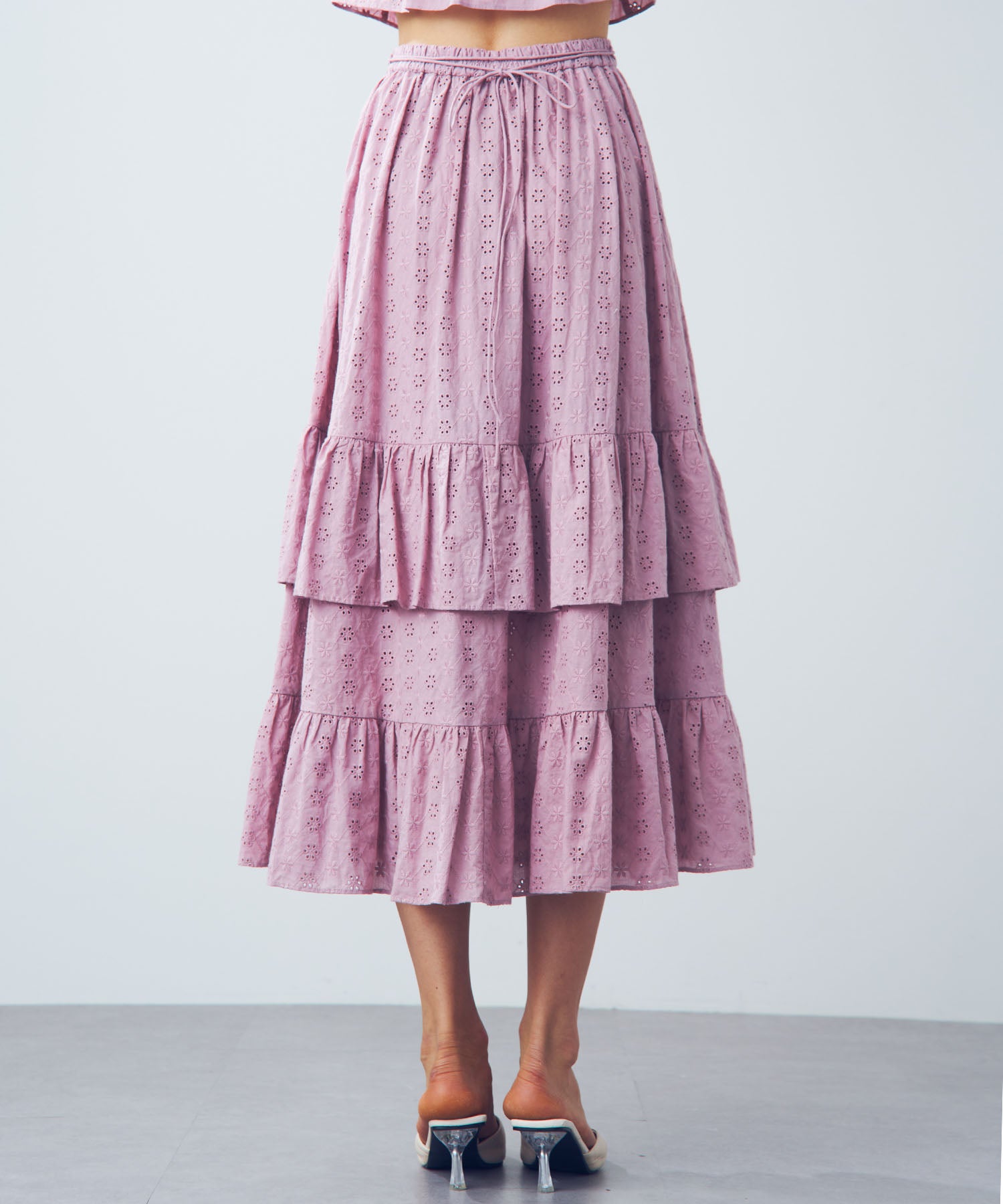 【預訂】純棉蕾絲縮褶半身裙