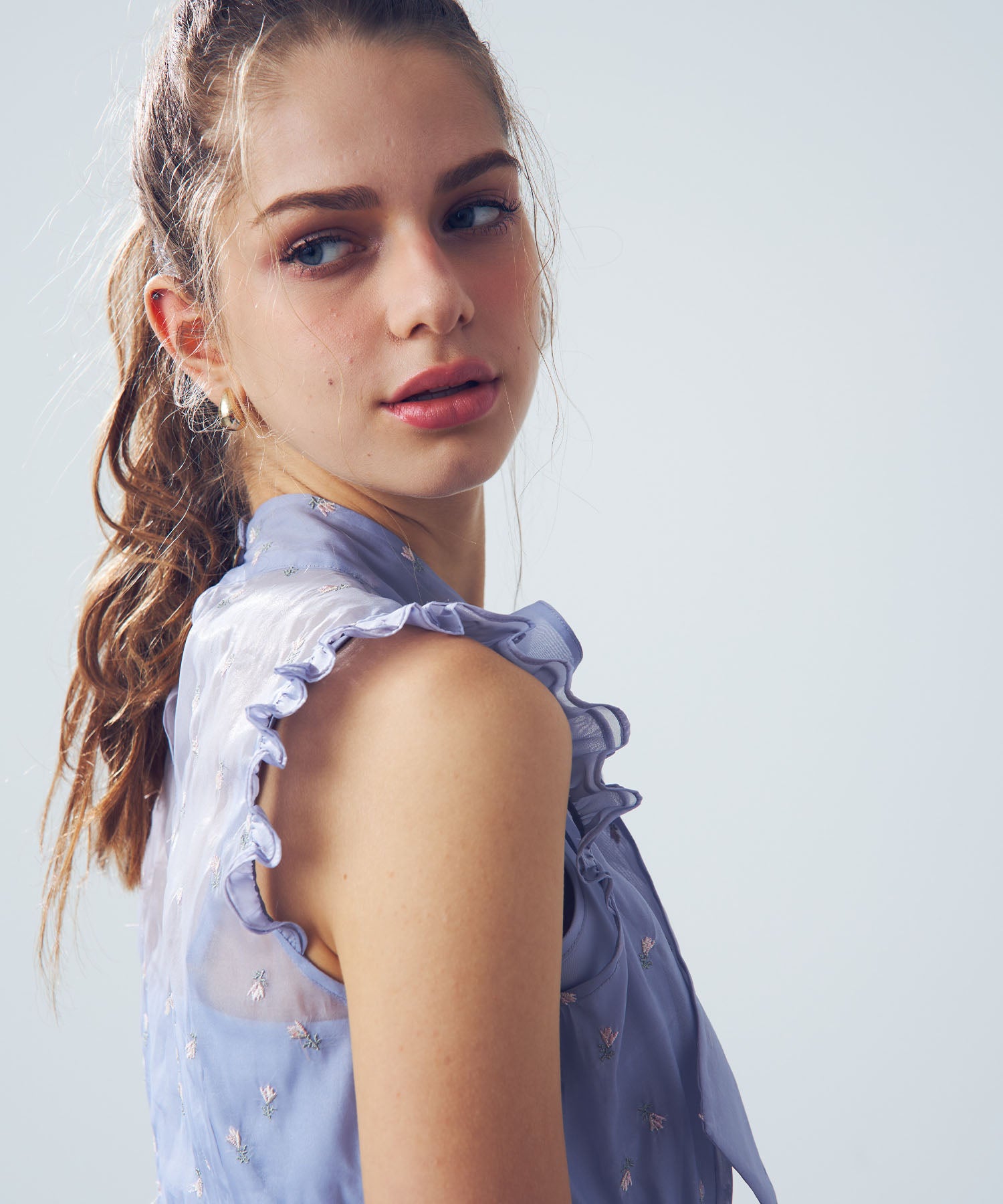 【預訂】迷你亮片花朵襯衫