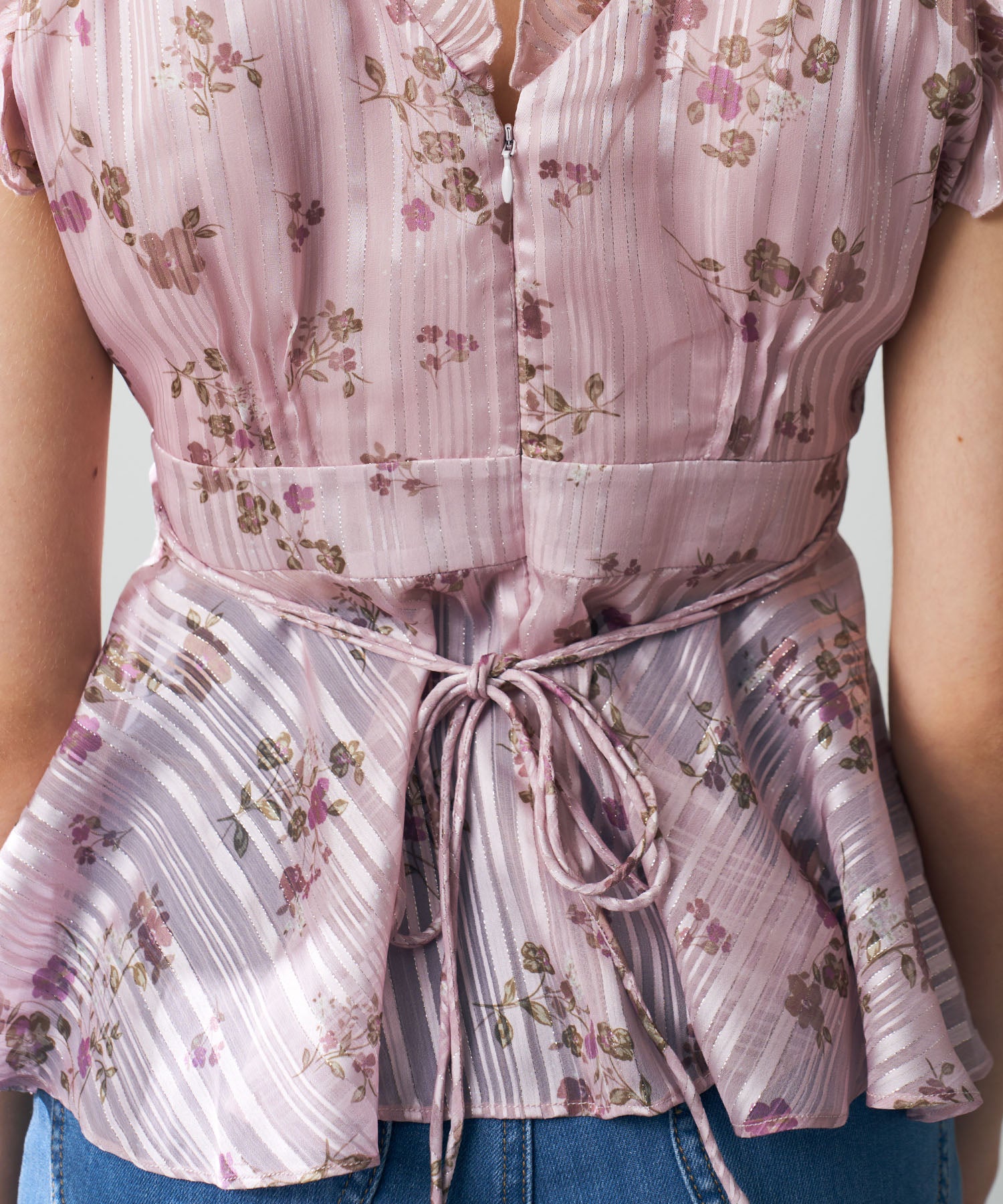 ラメストライプブーケブラウス