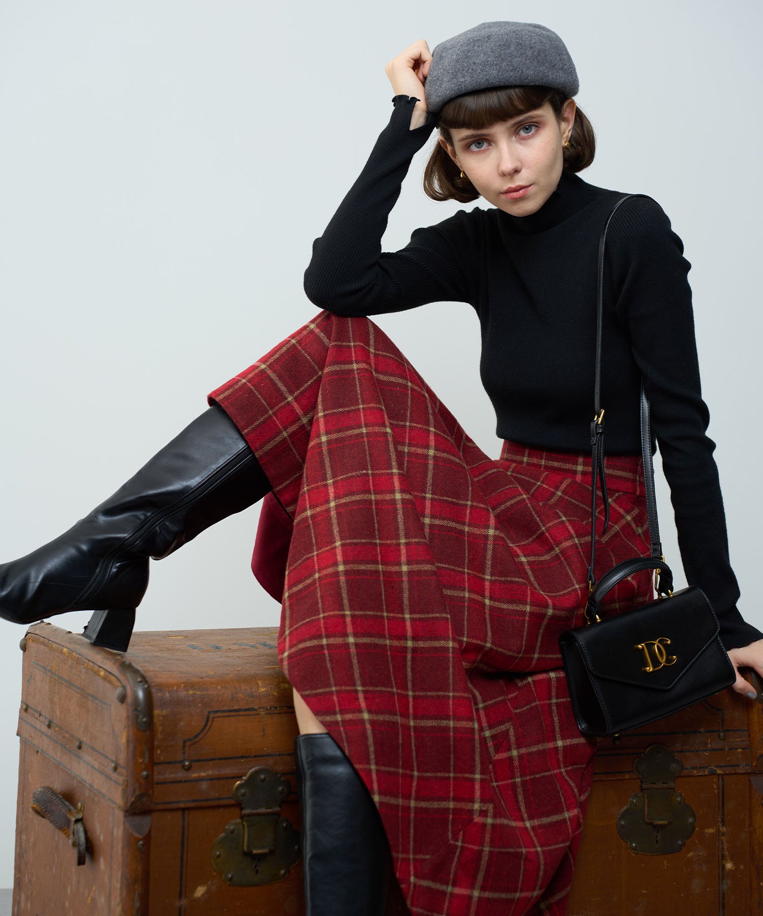 Check flare skirt