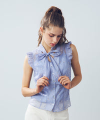 ミニスパンコールフラワーブラウス