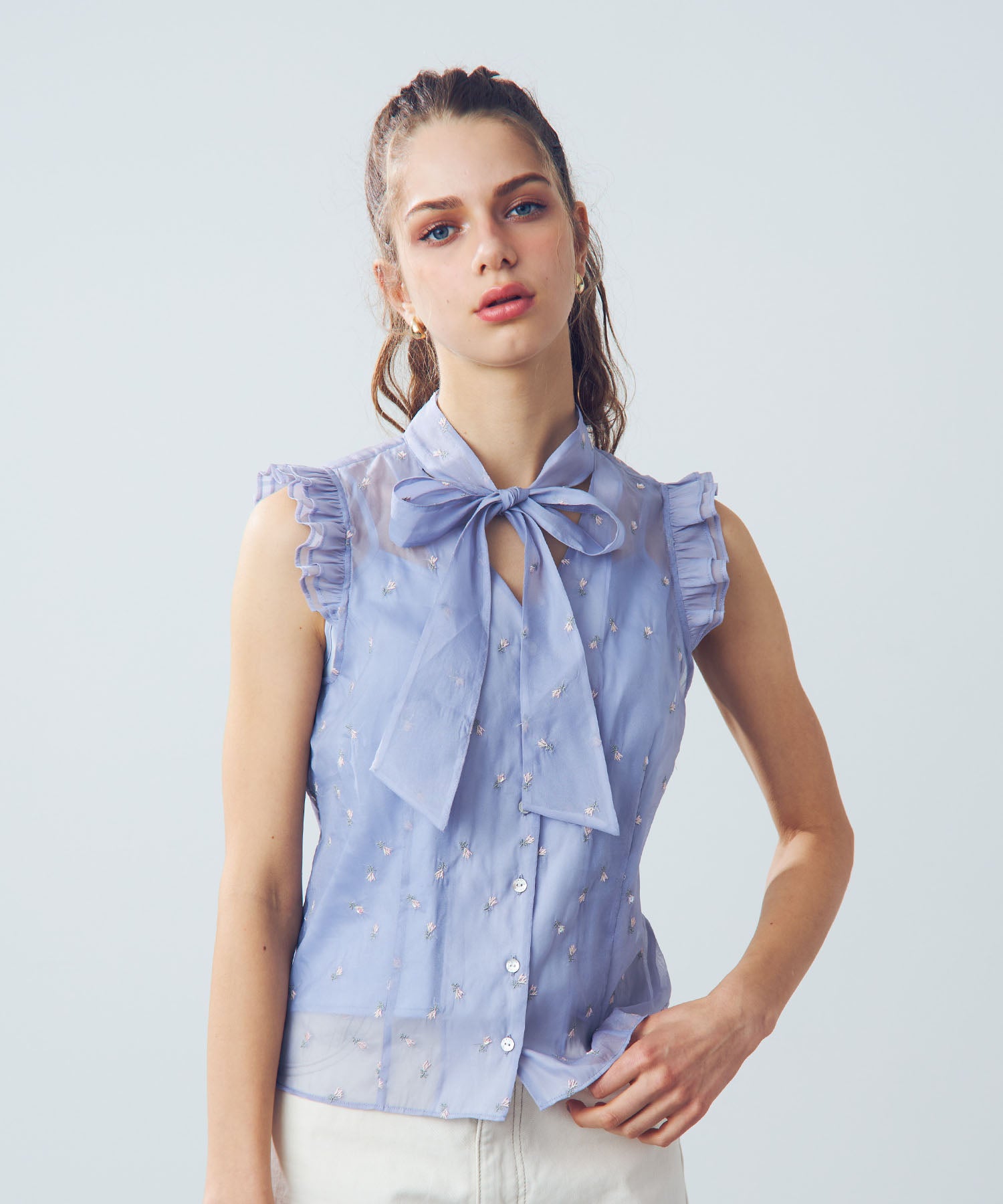 【預訂】迷你亮片花朵襯衫