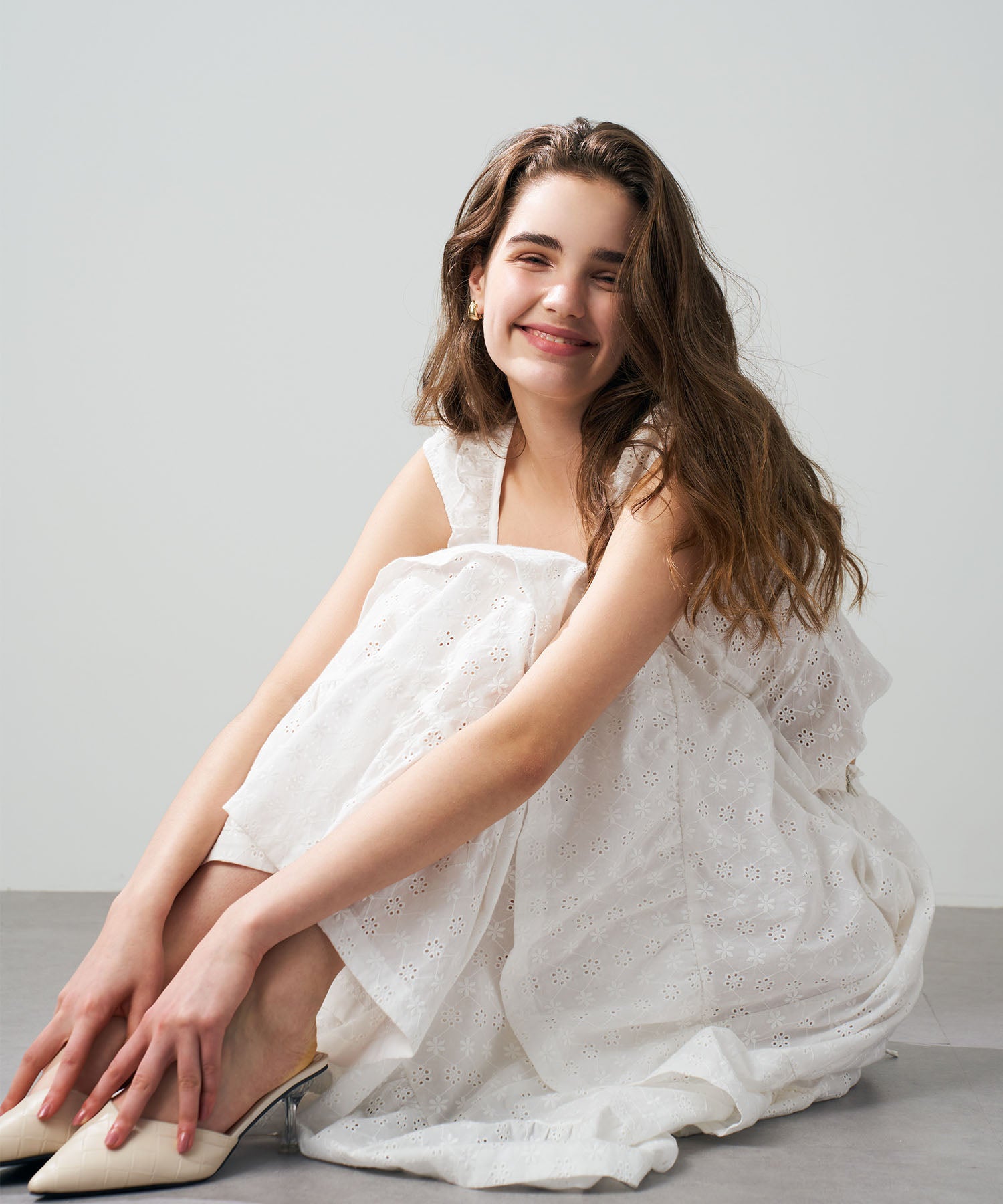 【預訂】純棉蕾絲縮褶半身裙