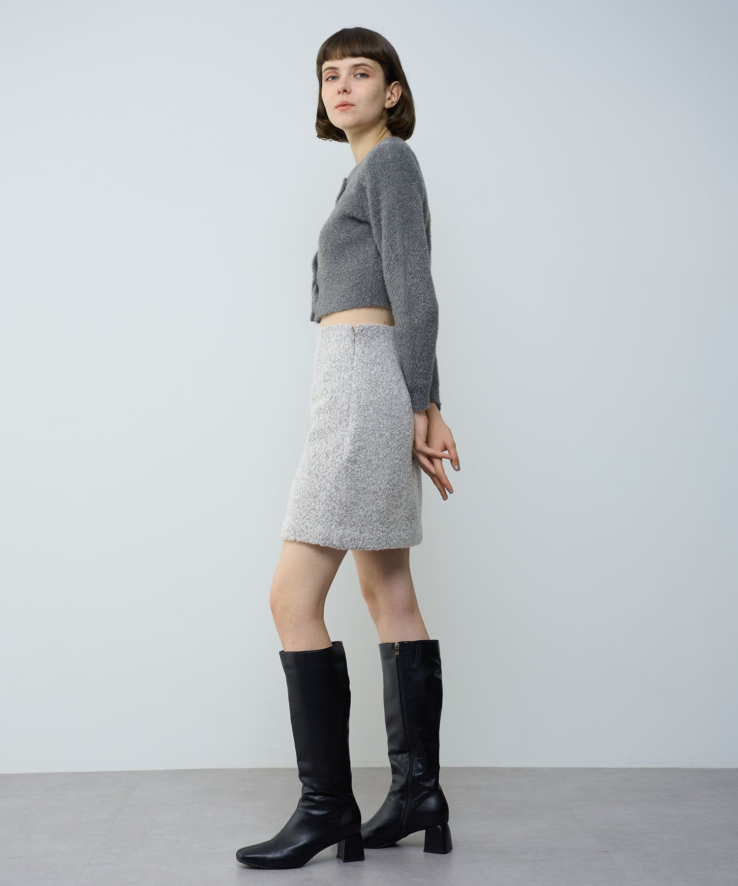 人字紋迷你半身裙