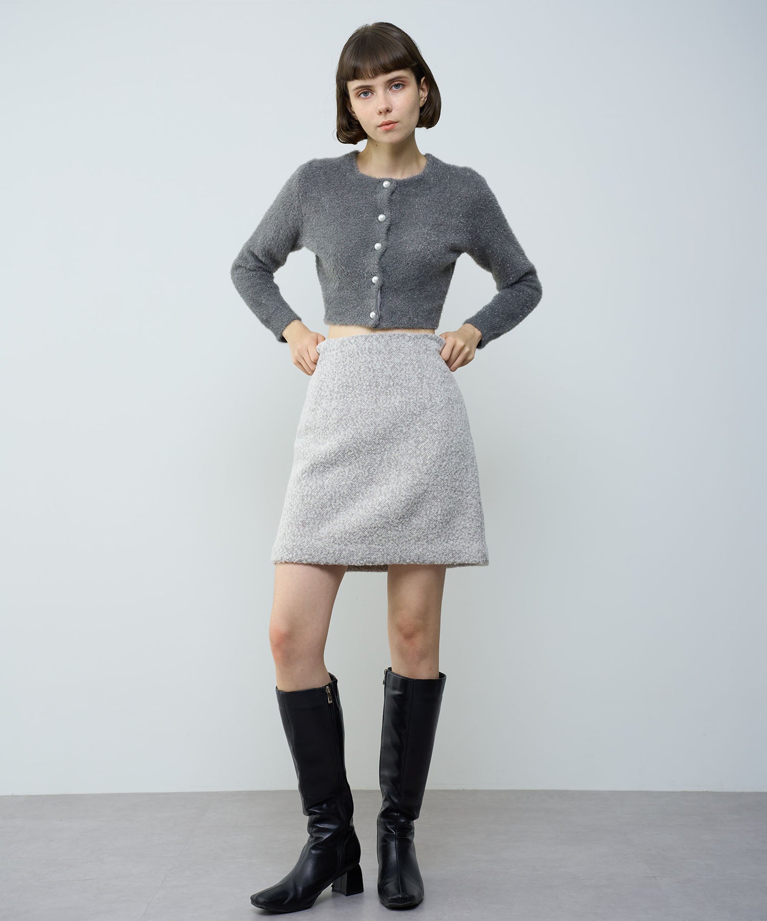 人字紋迷你半身裙