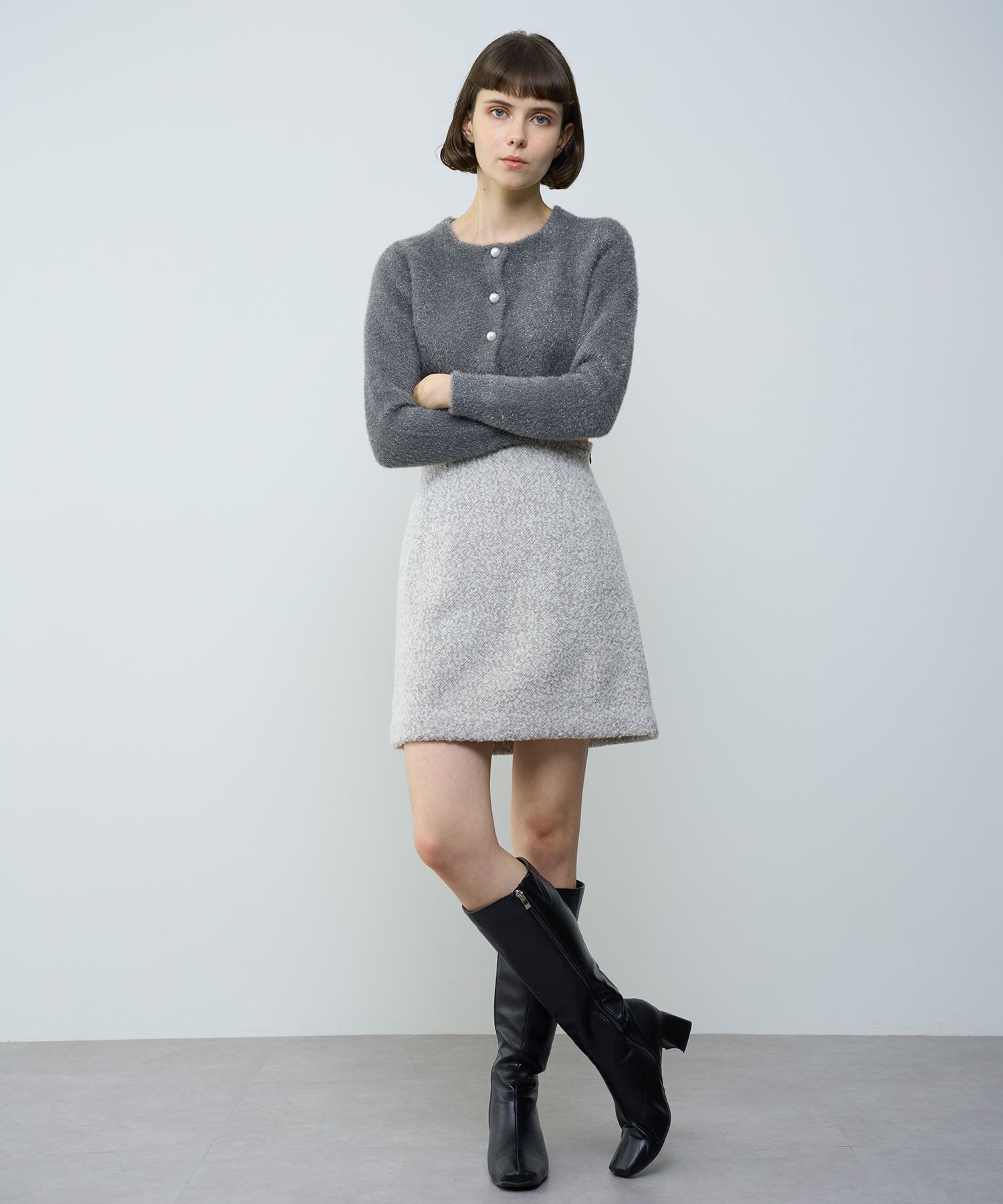 人字紋迷你半身裙