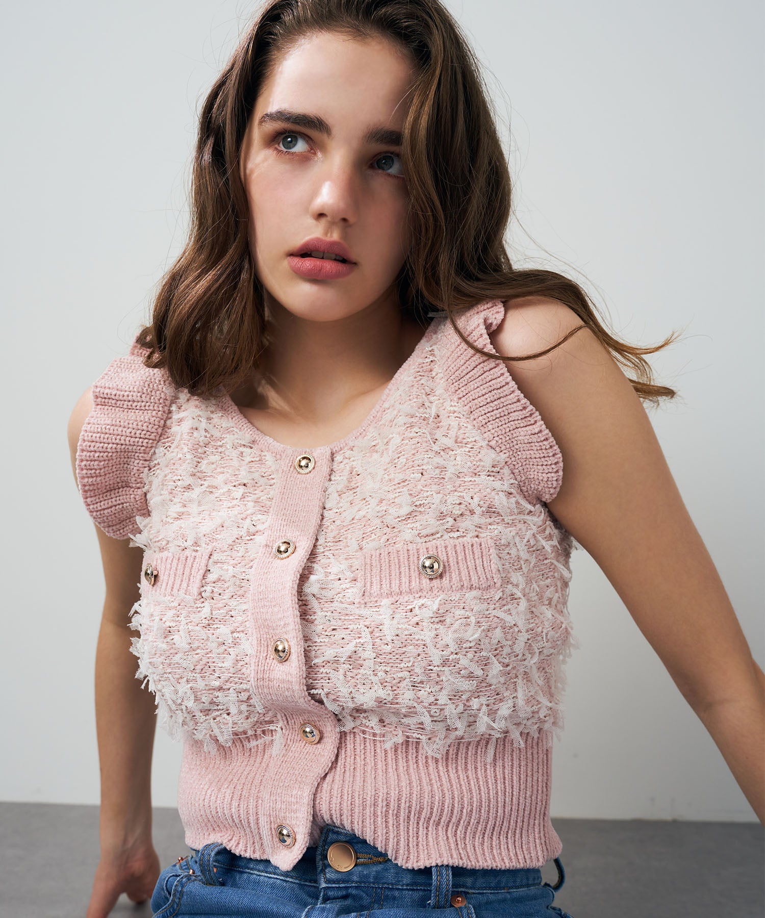 【預訂】絲帶流蘇荷葉邊針織