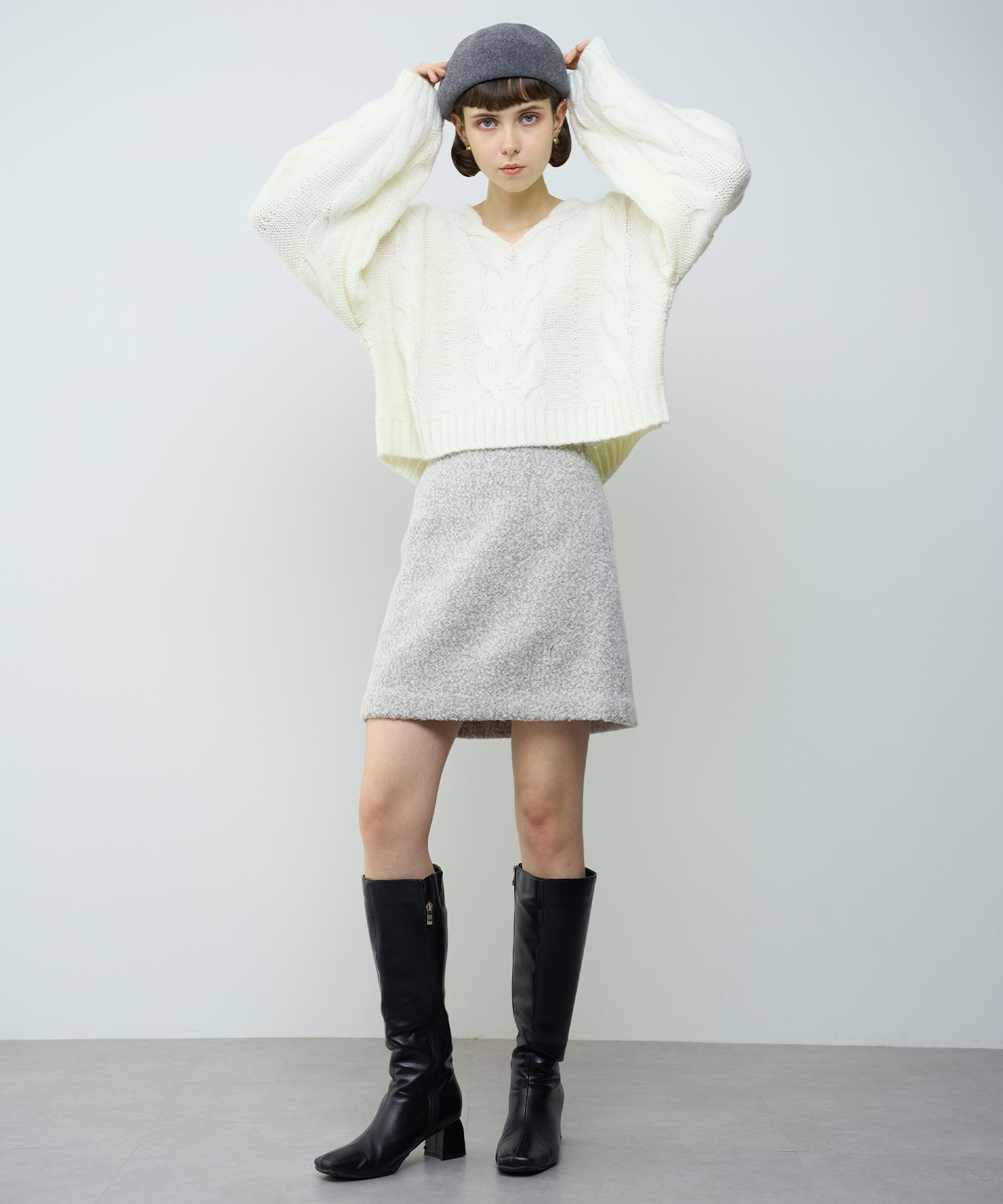 人字紋迷你半身裙