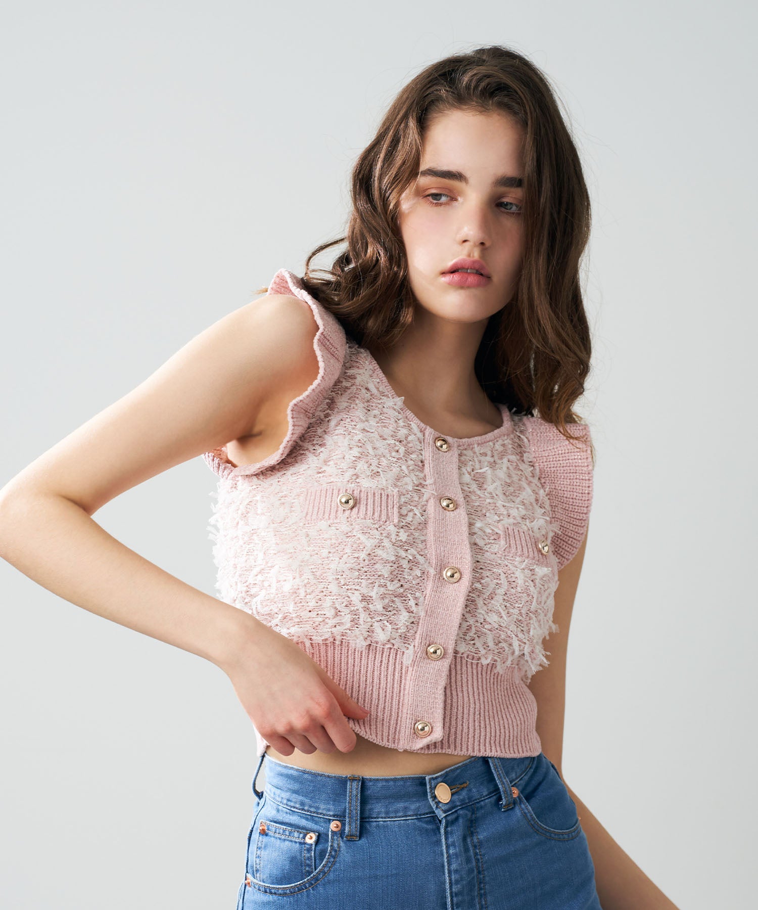 【預訂】絲帶流蘇荷葉邊針織