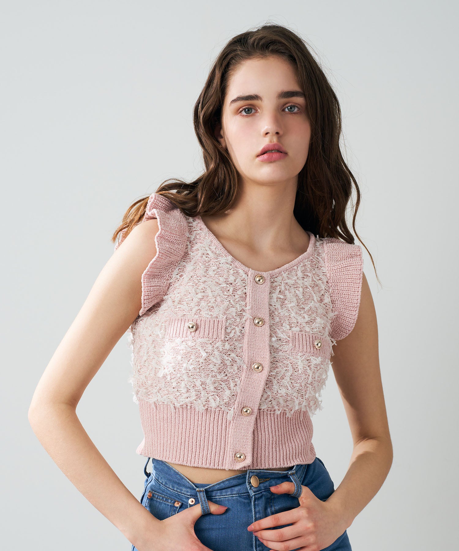 【預訂】絲帶流蘇荷葉邊針織