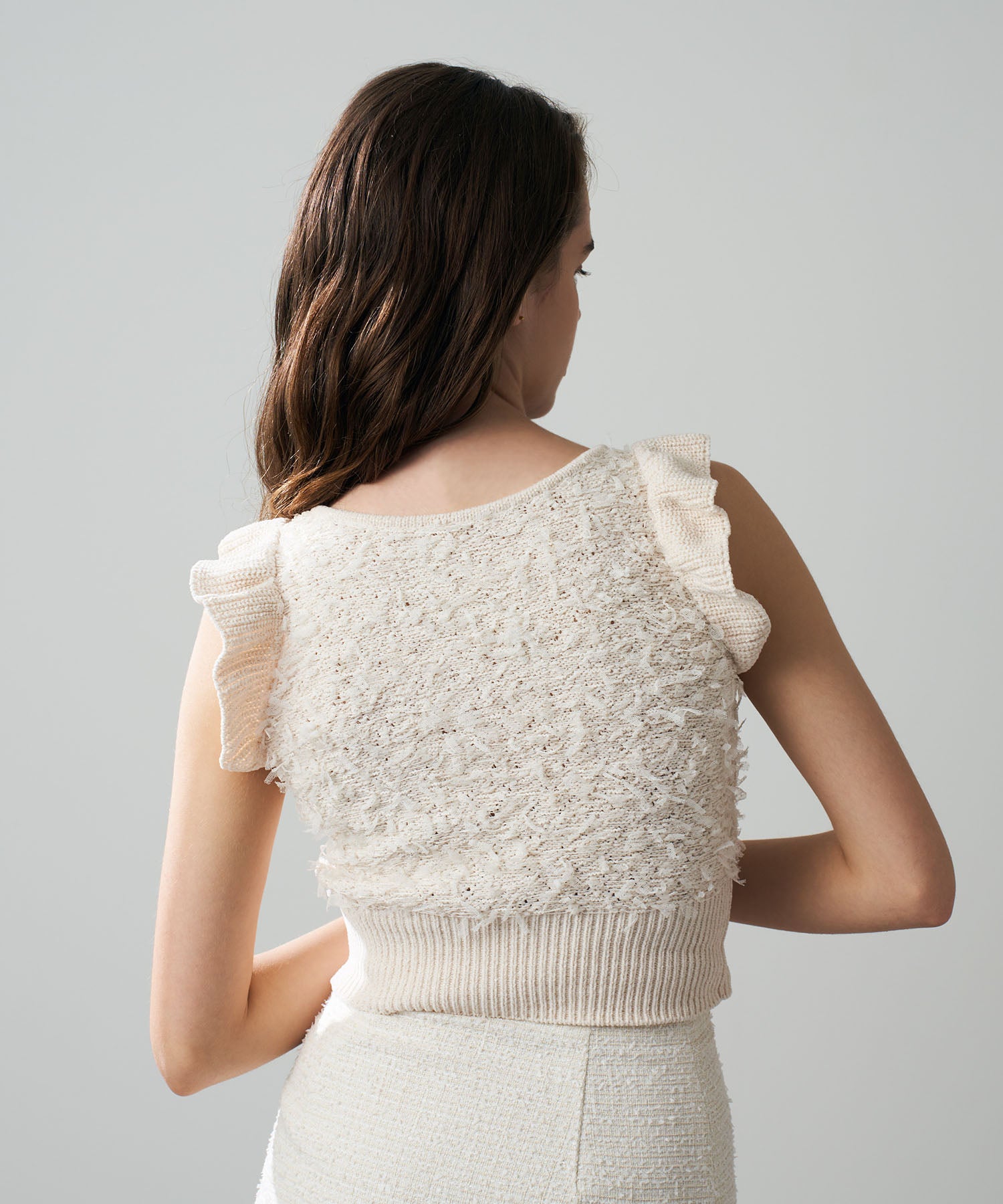 【預訂】絲帶流蘇荷葉邊針織