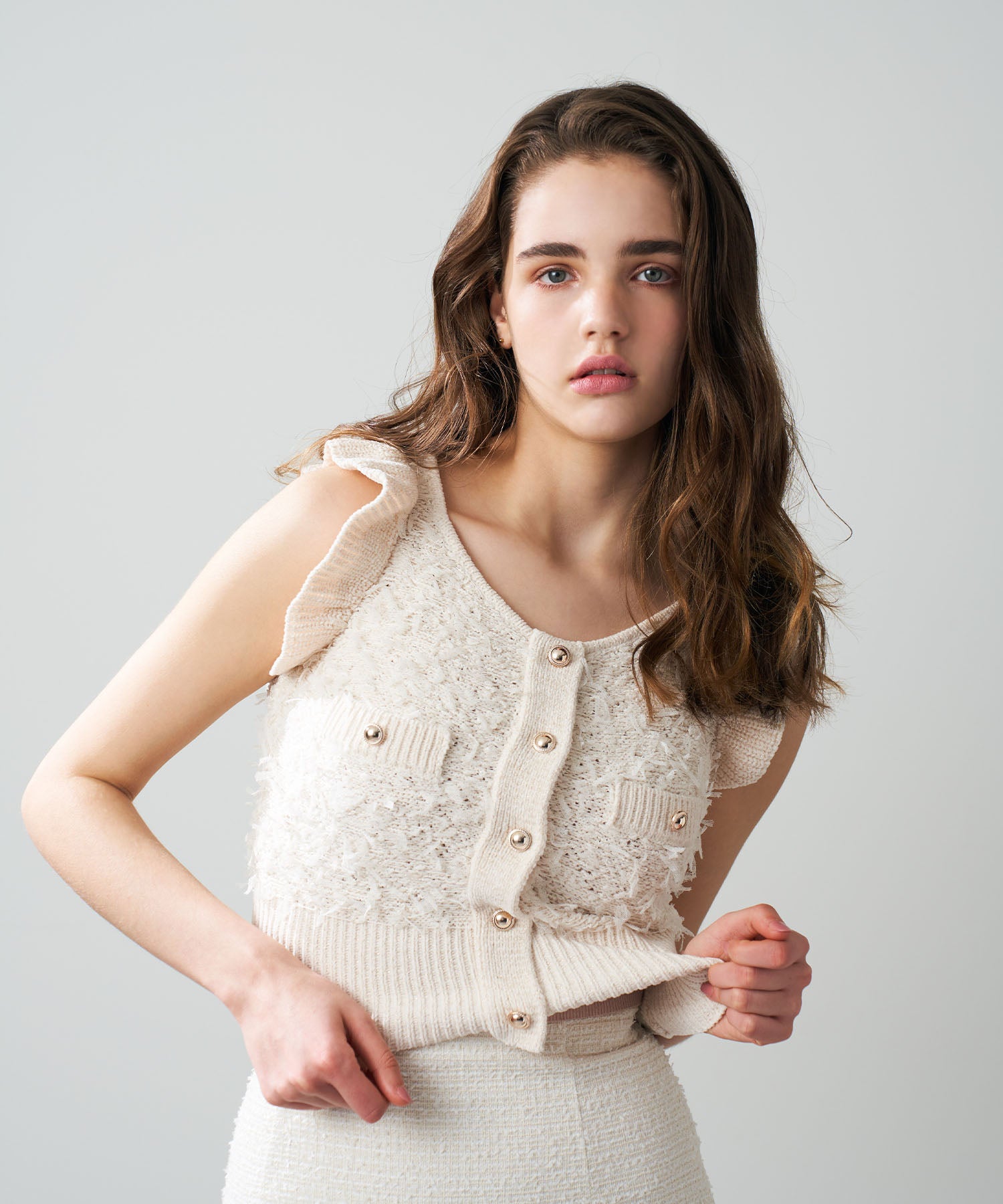 【預訂】絲帶流蘇荷葉邊針織