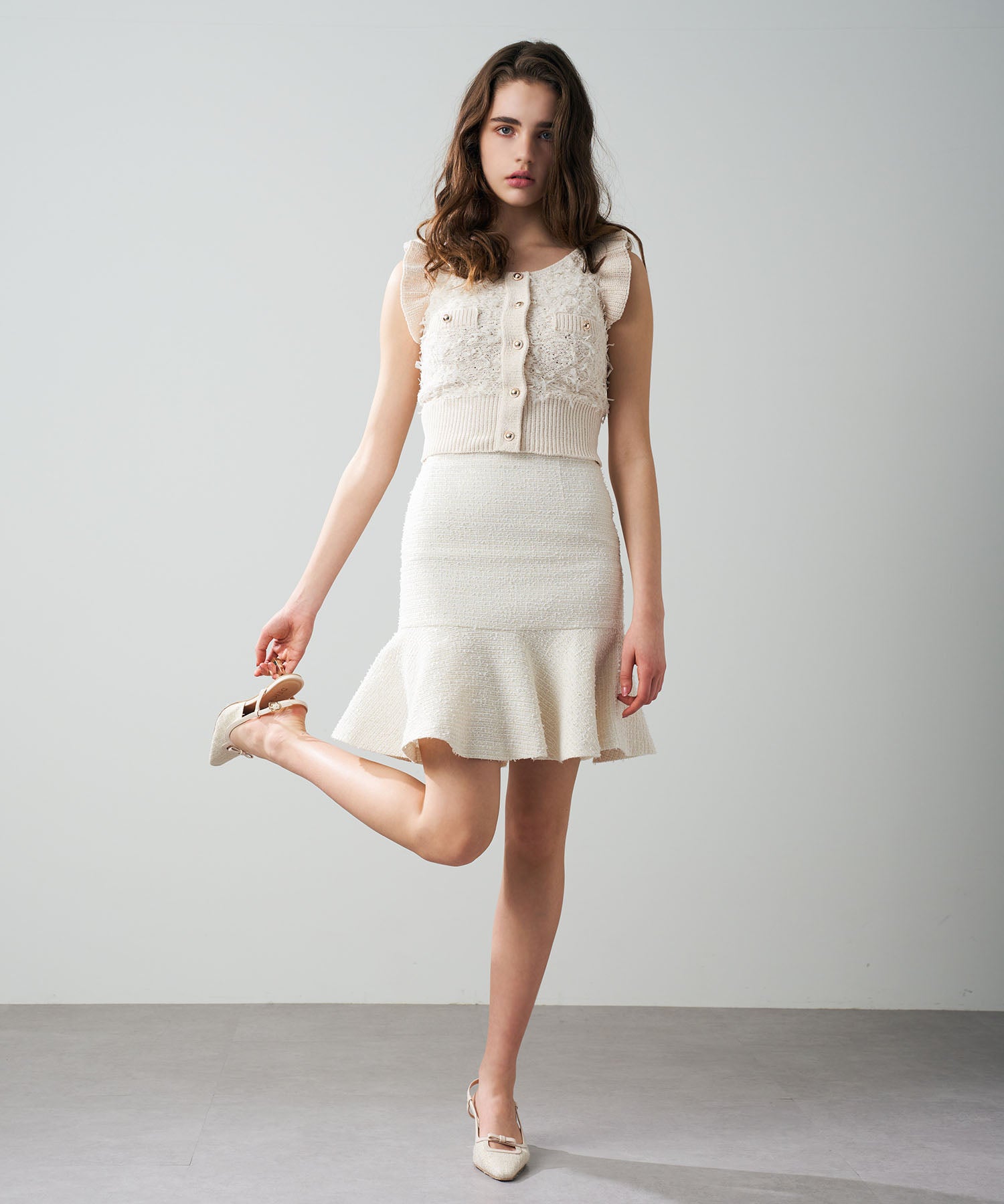 【預訂】絲帶流蘇荷葉邊針織