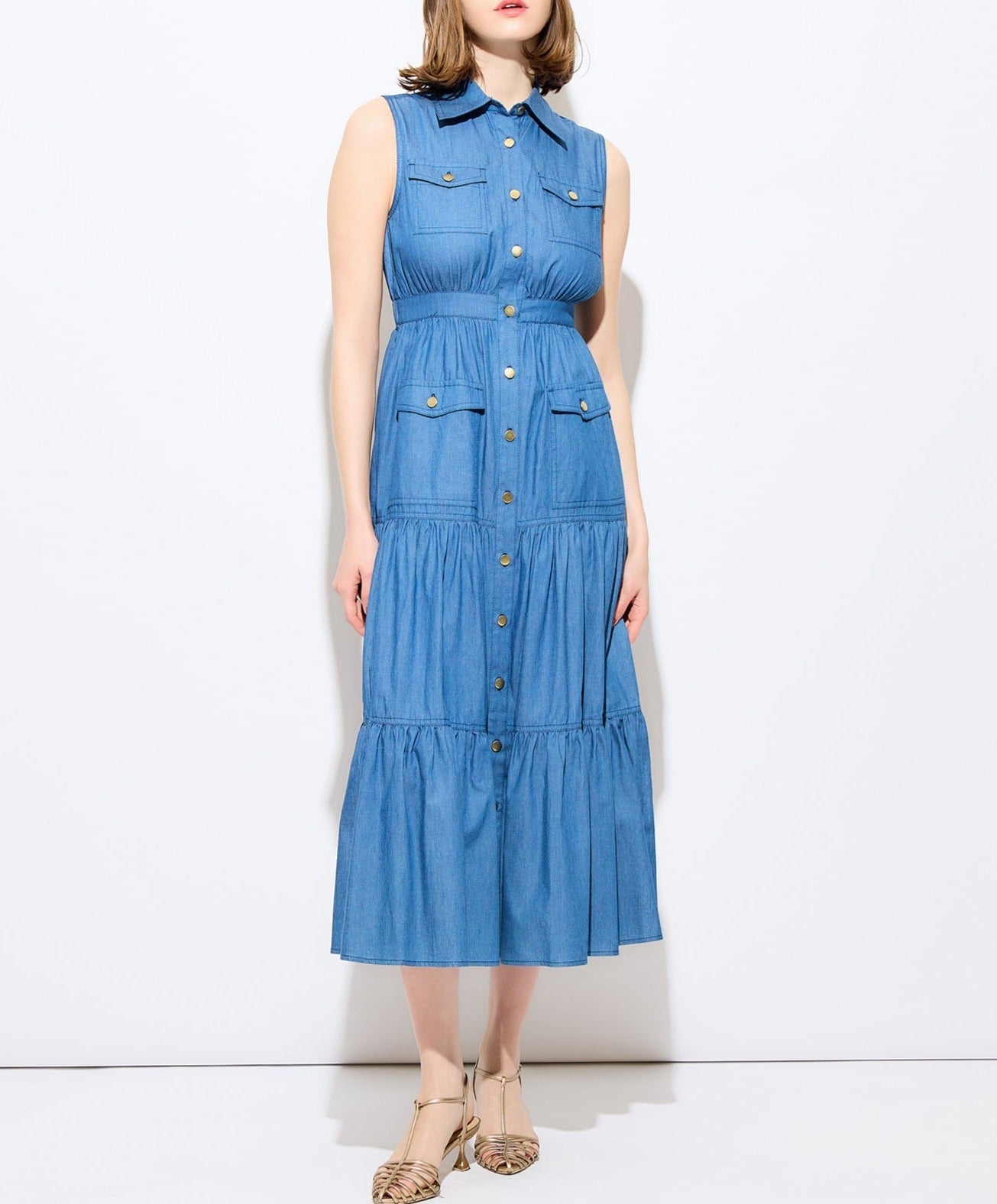 牛仔疊層連身裙