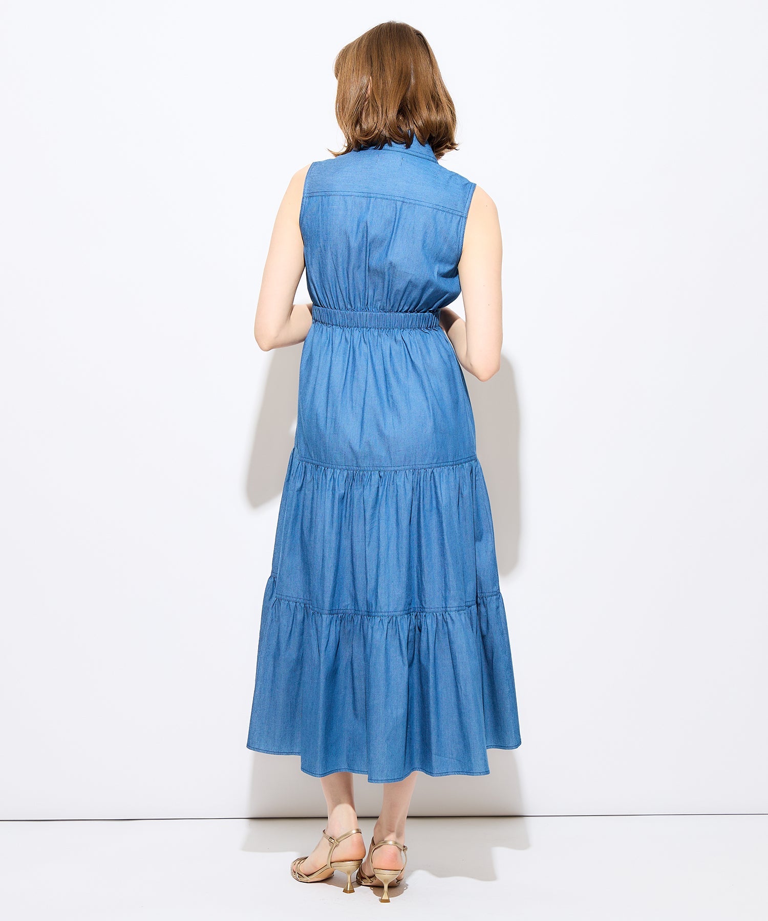 牛仔疊層連身裙