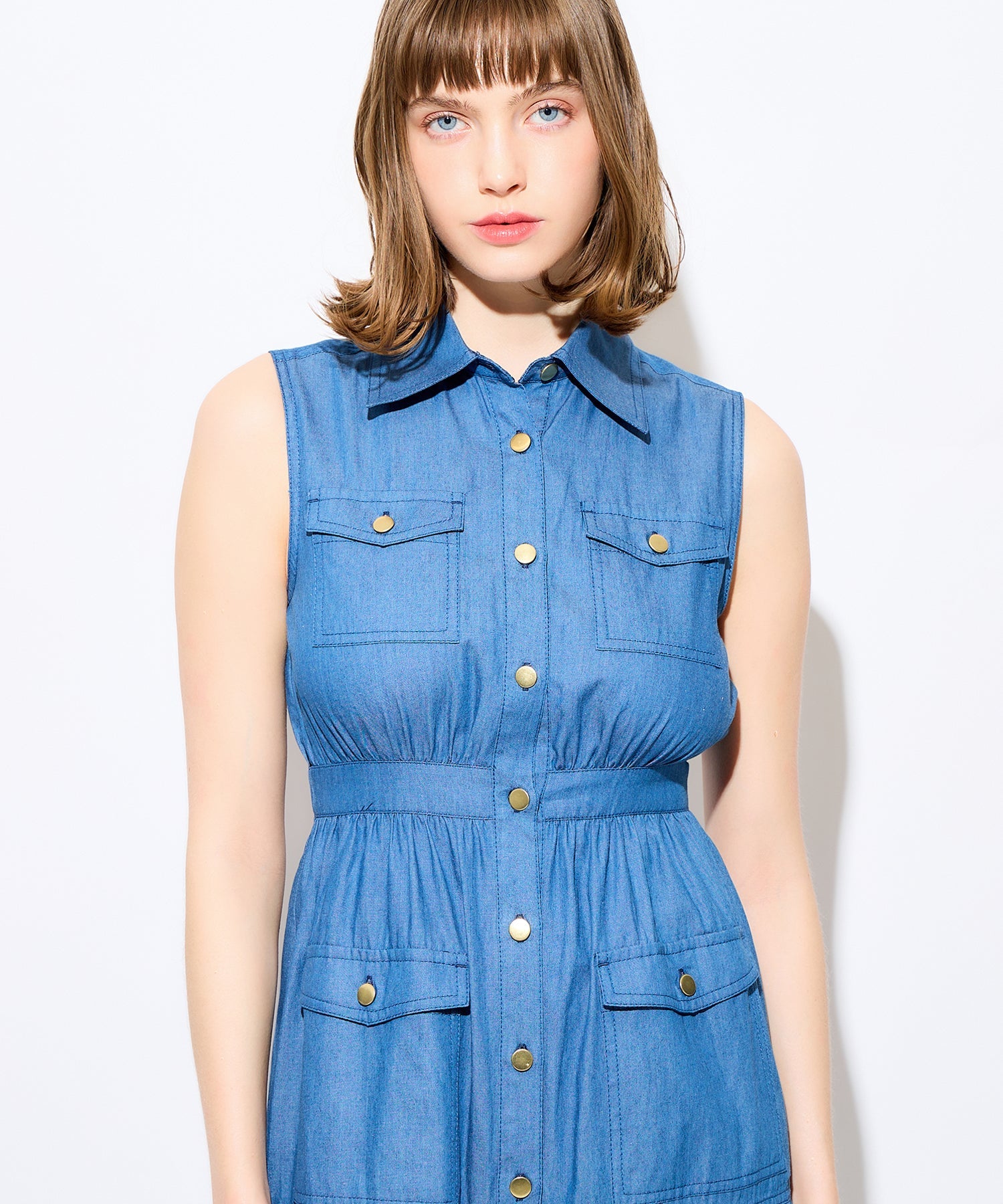 牛仔疊層連身裙