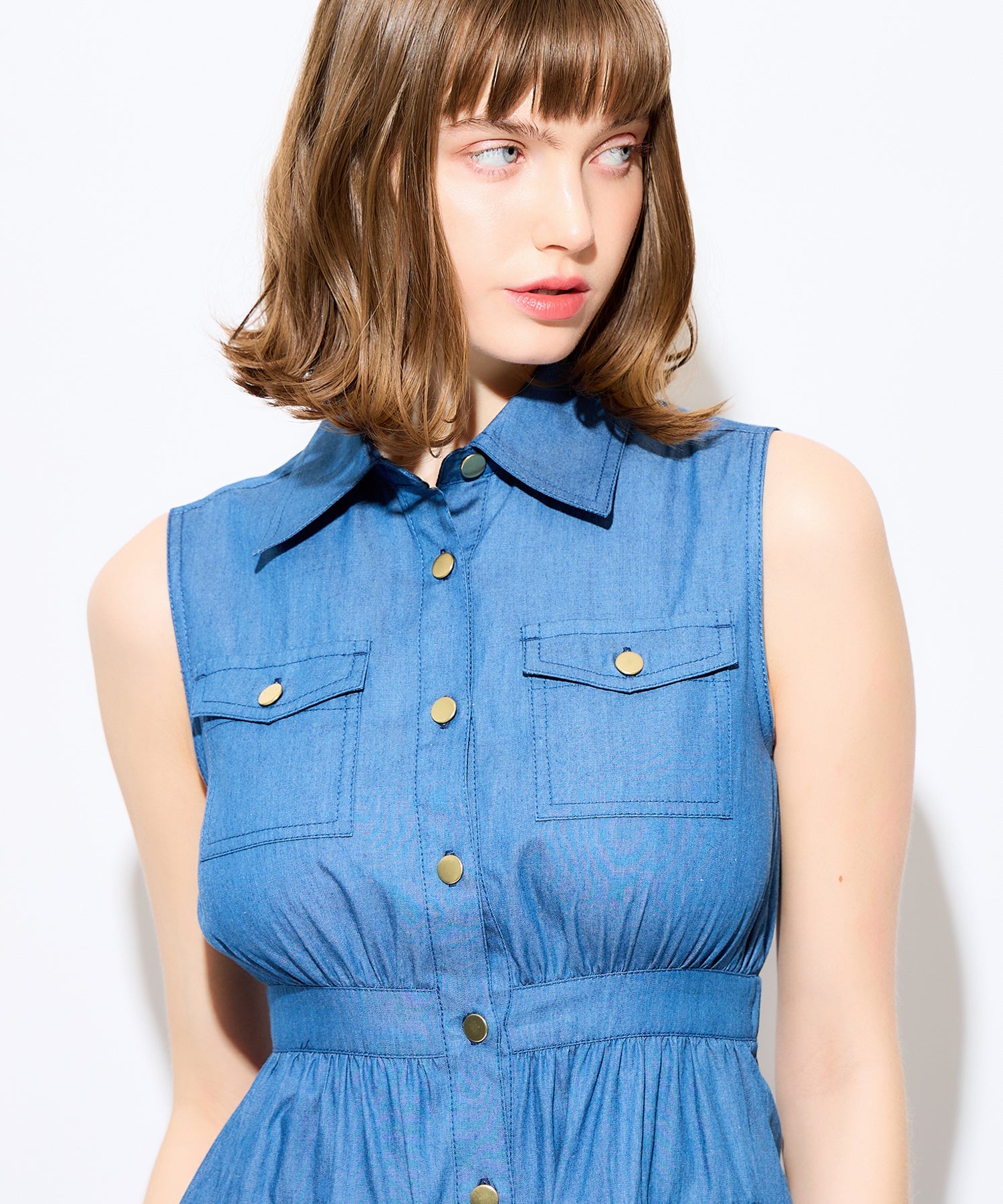 牛仔疊層連身裙