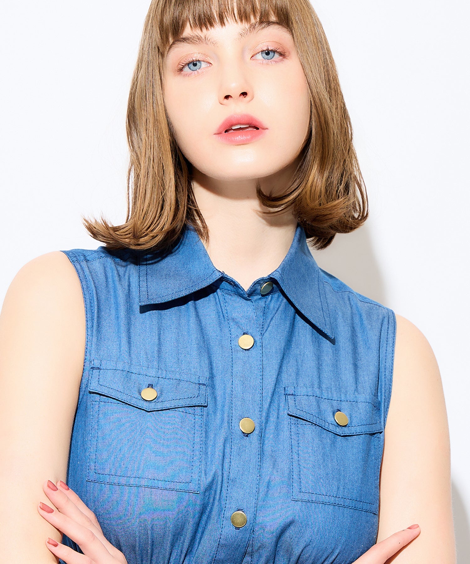 牛仔疊層連身裙