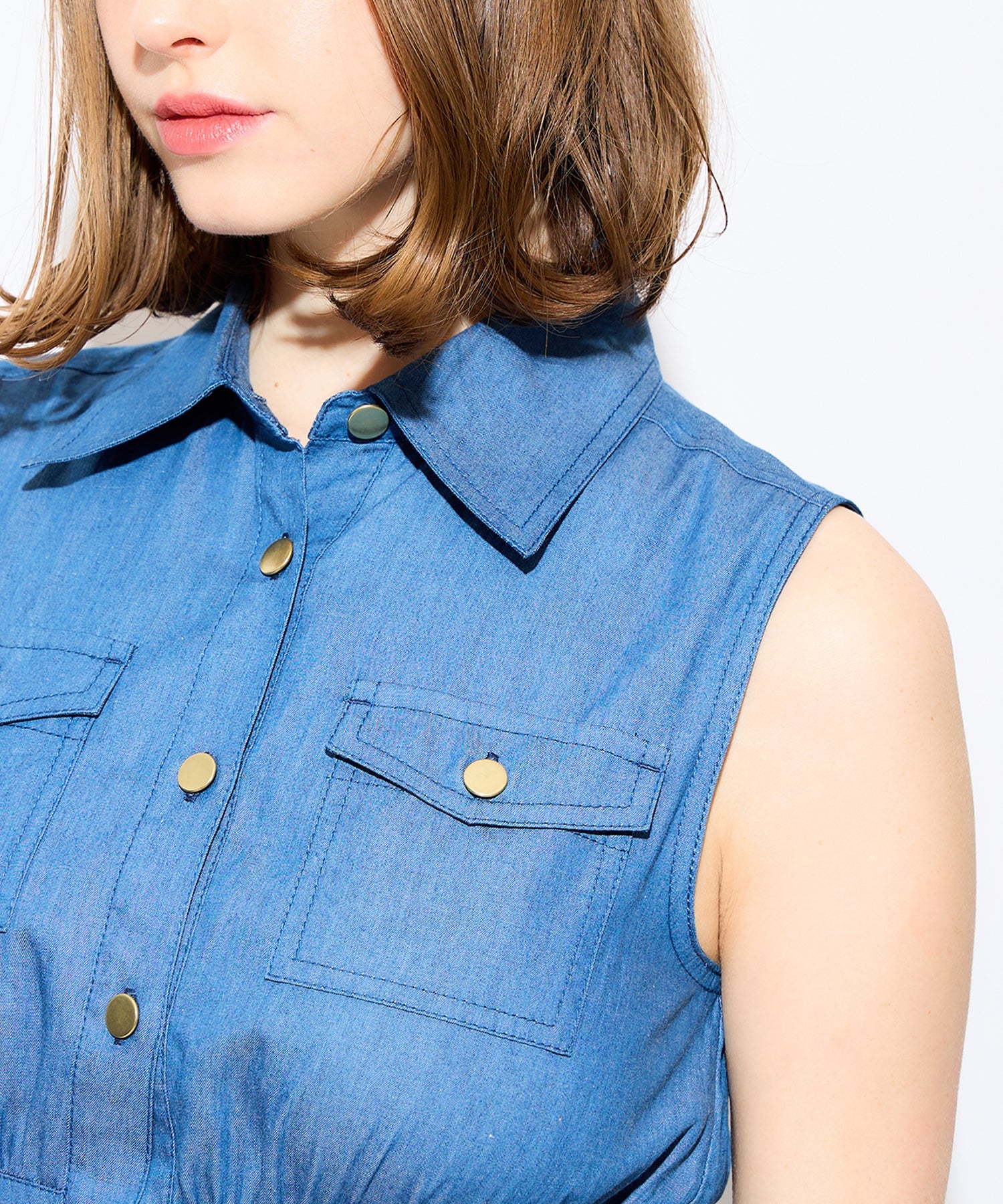 牛仔疊層連身裙