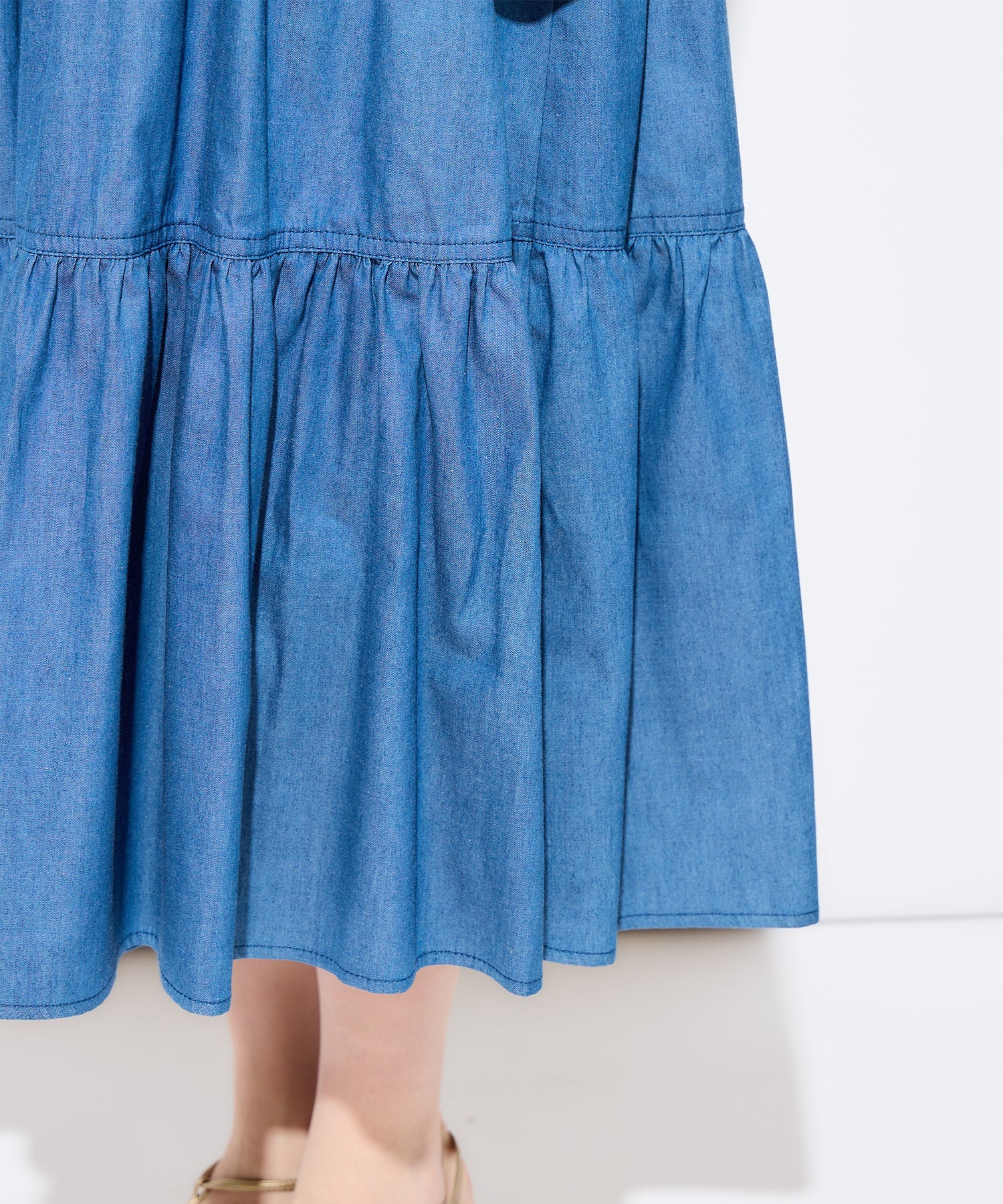 牛仔疊層連身裙