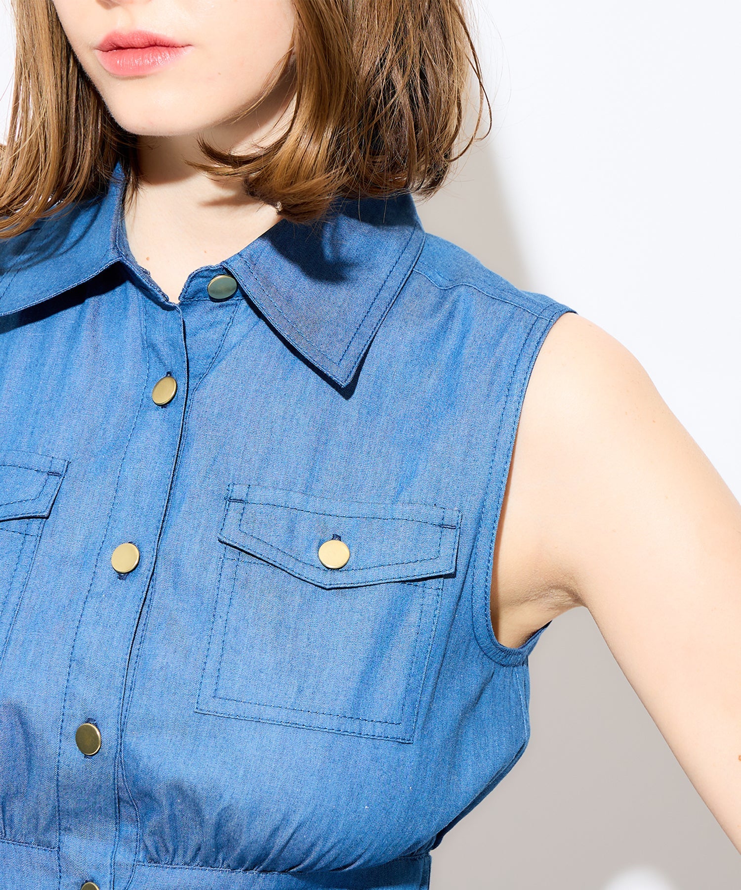 牛仔疊層連身裙