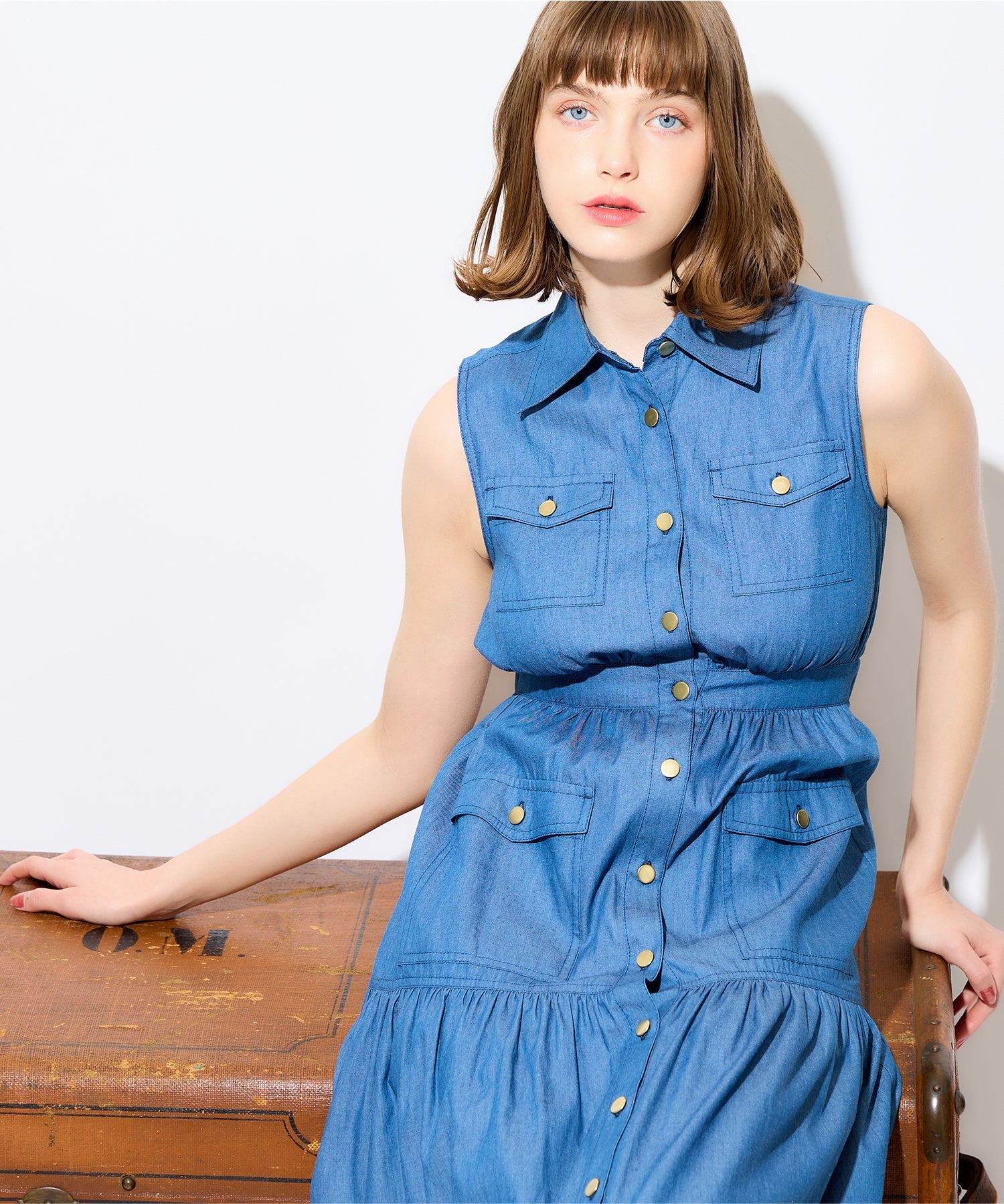 牛仔疊層連身裙