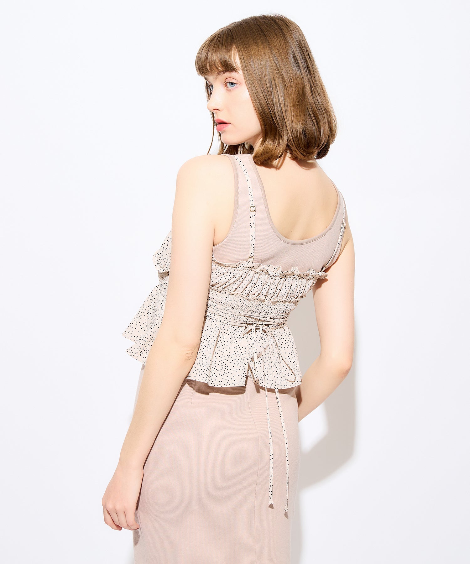 圓點緊身胸衣羅紋連身裙