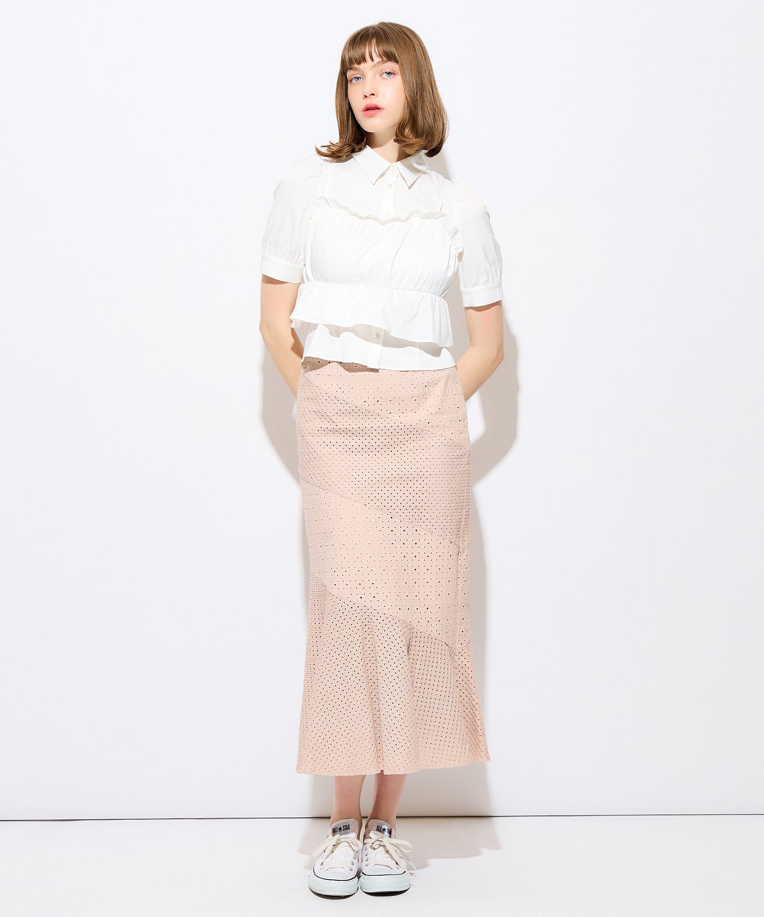 荷葉邊緊身胸衣套裝女衫