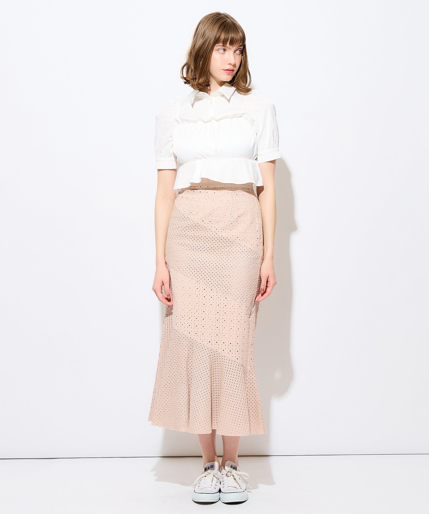 荷葉邊緊身胸衣套裝女衫