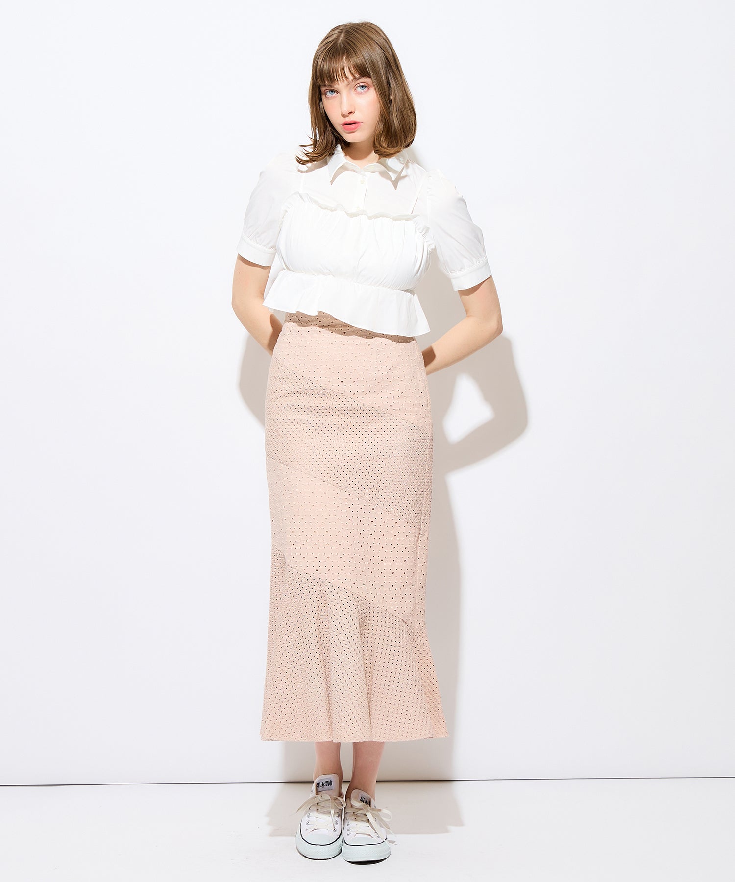 荷葉邊緊身胸衣套裝女衫