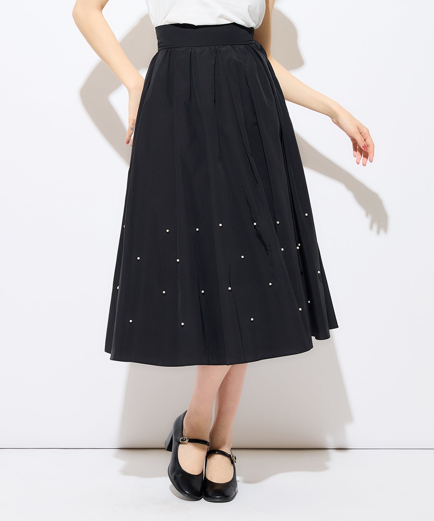 珍珠褶皺半身裙