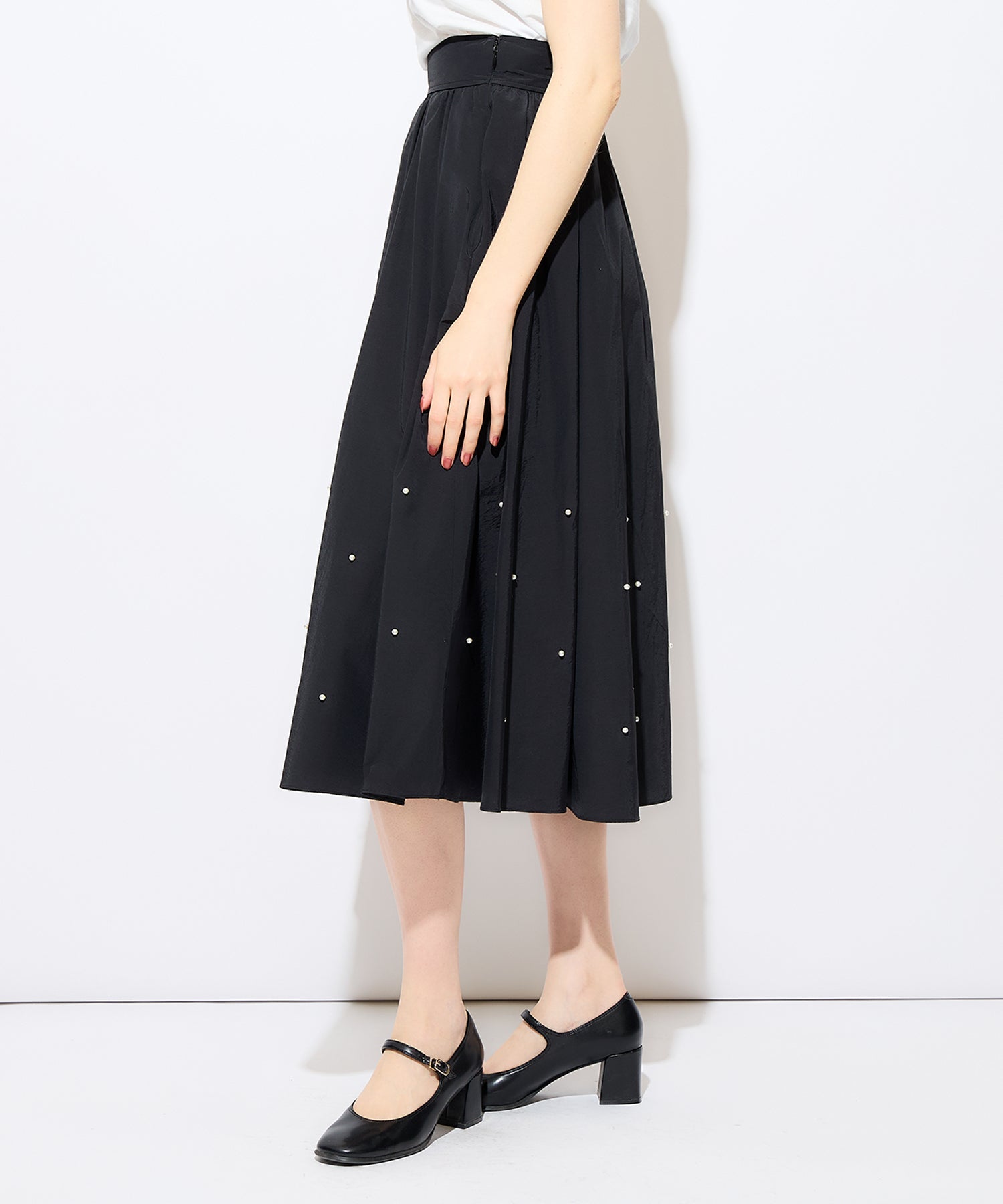 珍珠褶皺半身裙