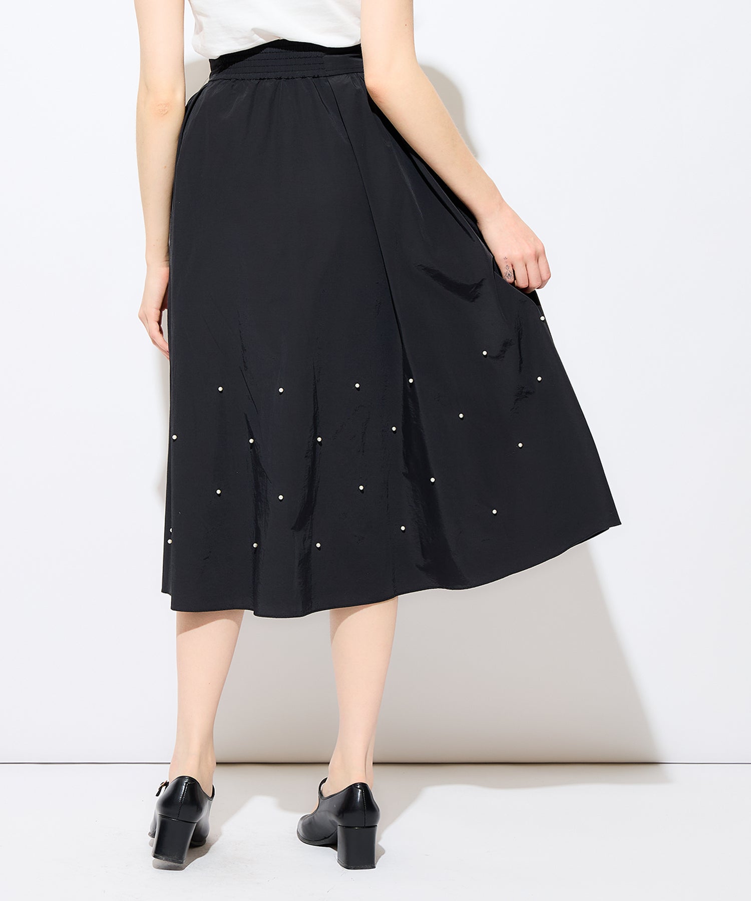 珍珠褶皺半身裙