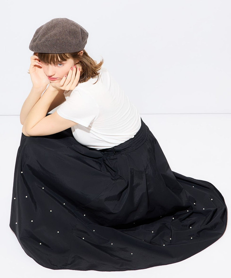 珍珠褶皺半身裙