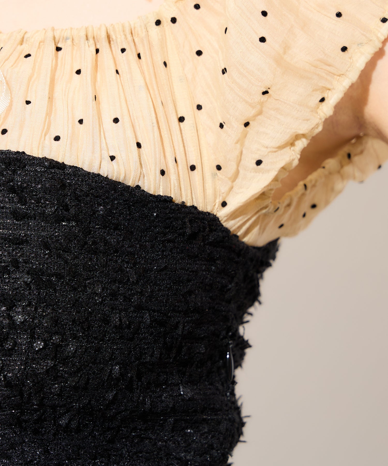 2wayドットツイードコンビワンピース