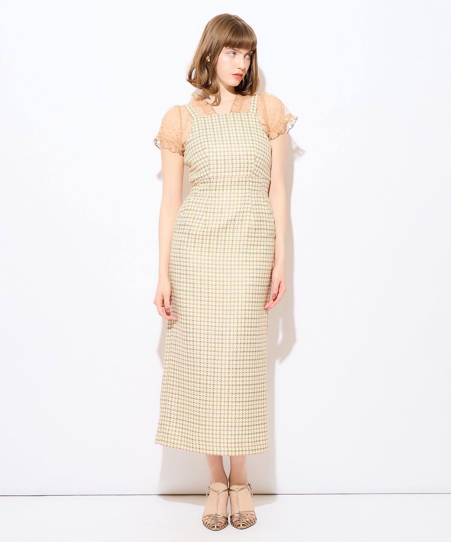 格紋吊帶連身裙