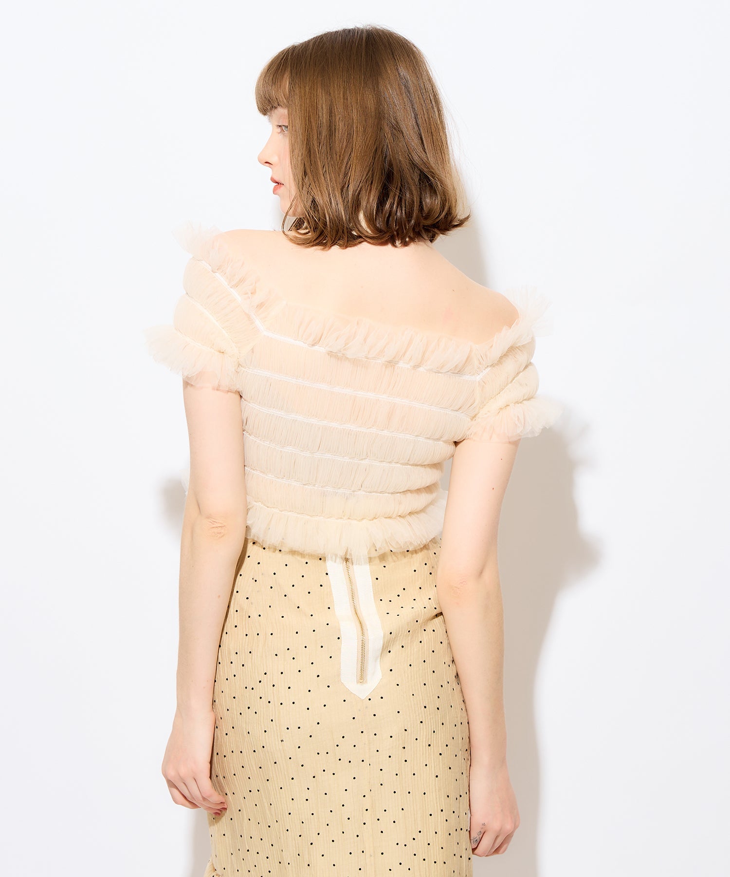 2way 抽褶薄紗女衫