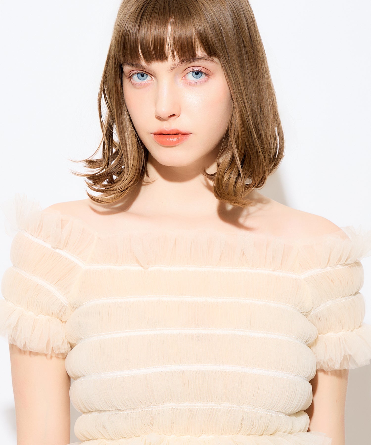 2way 抽褶薄紗女衫