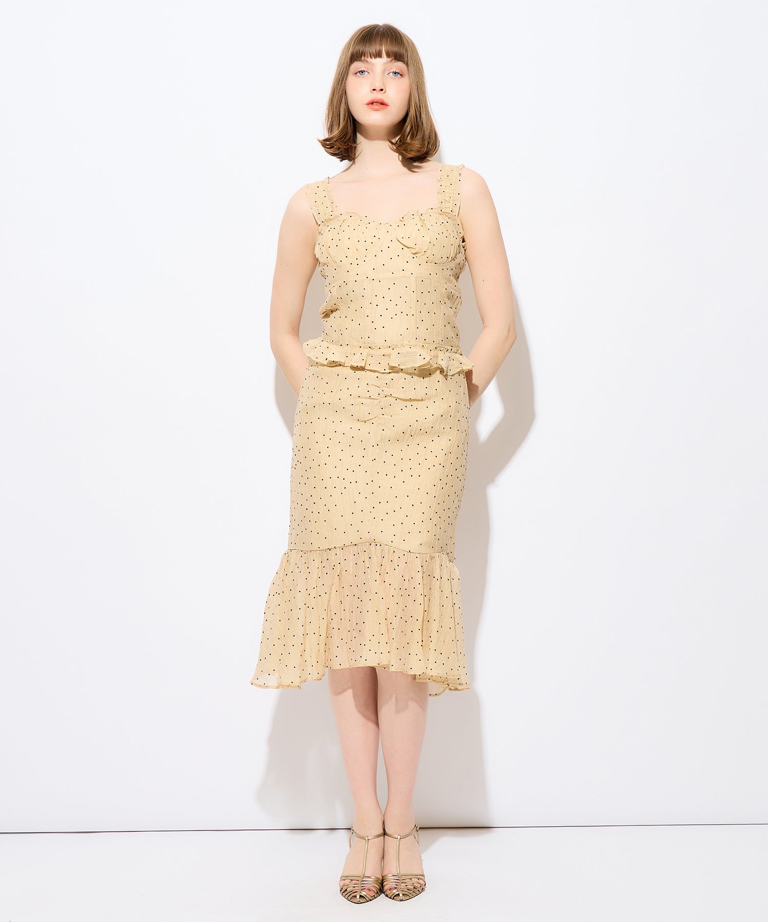 植絨圓點緊身胸衣