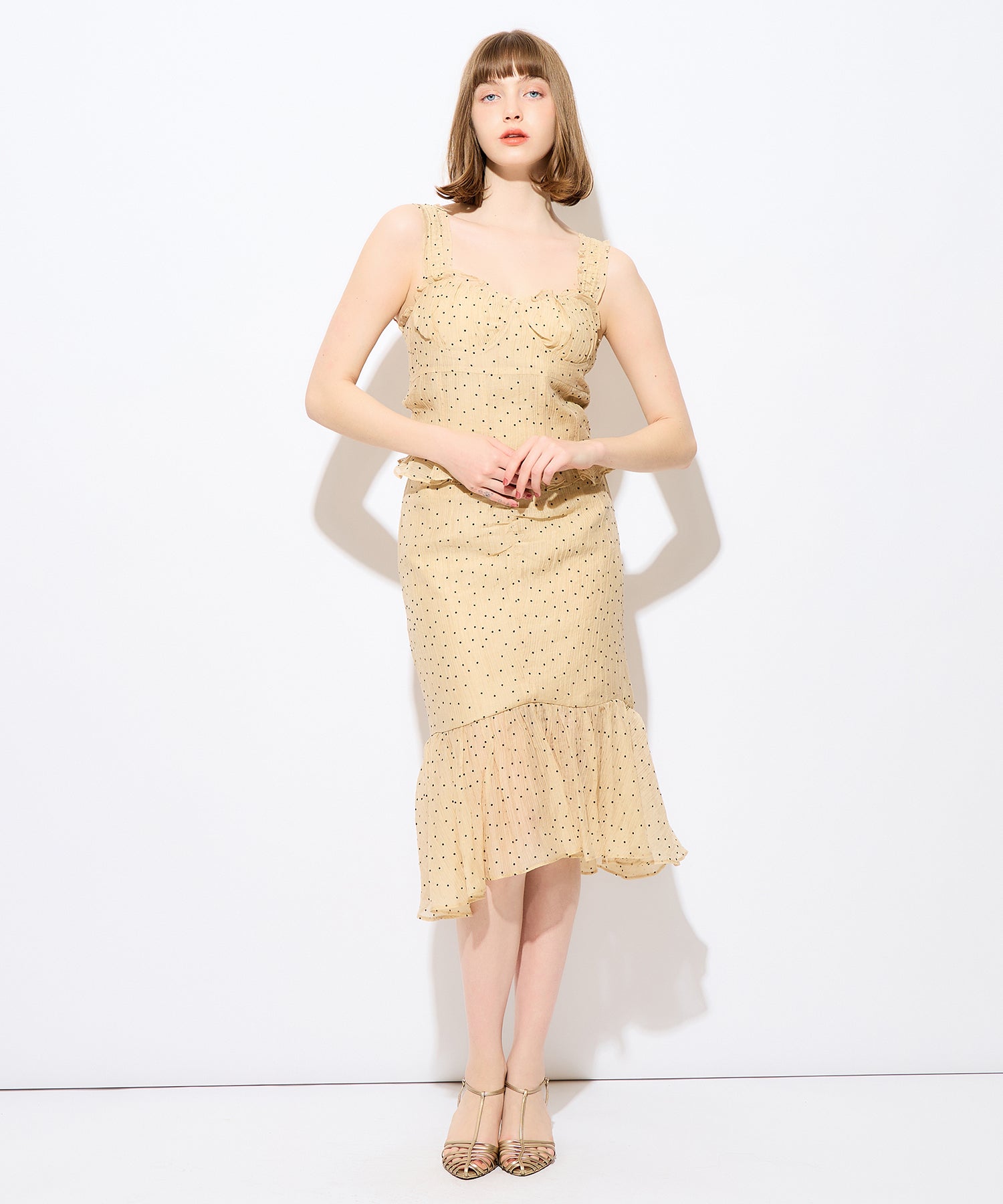 植絨圓點緊身胸衣