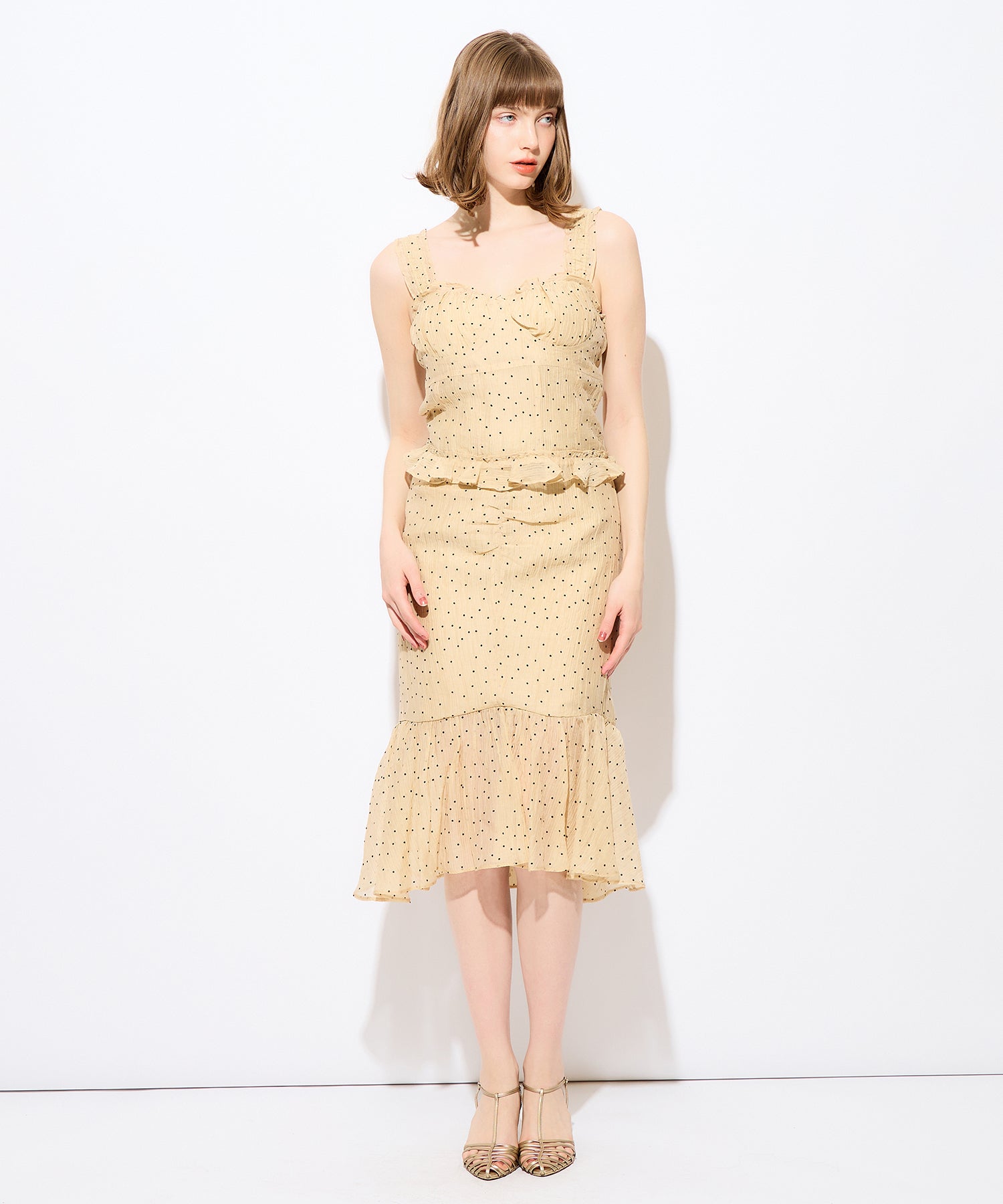 植絨圓點緊身胸衣