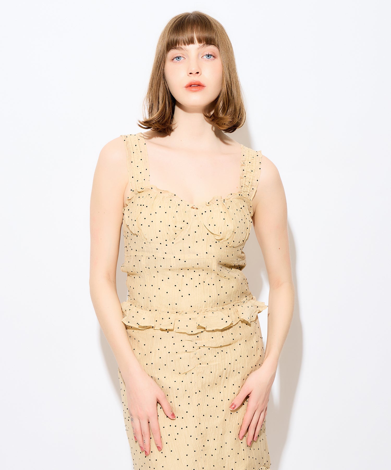 植絨圓點緊身胸衣