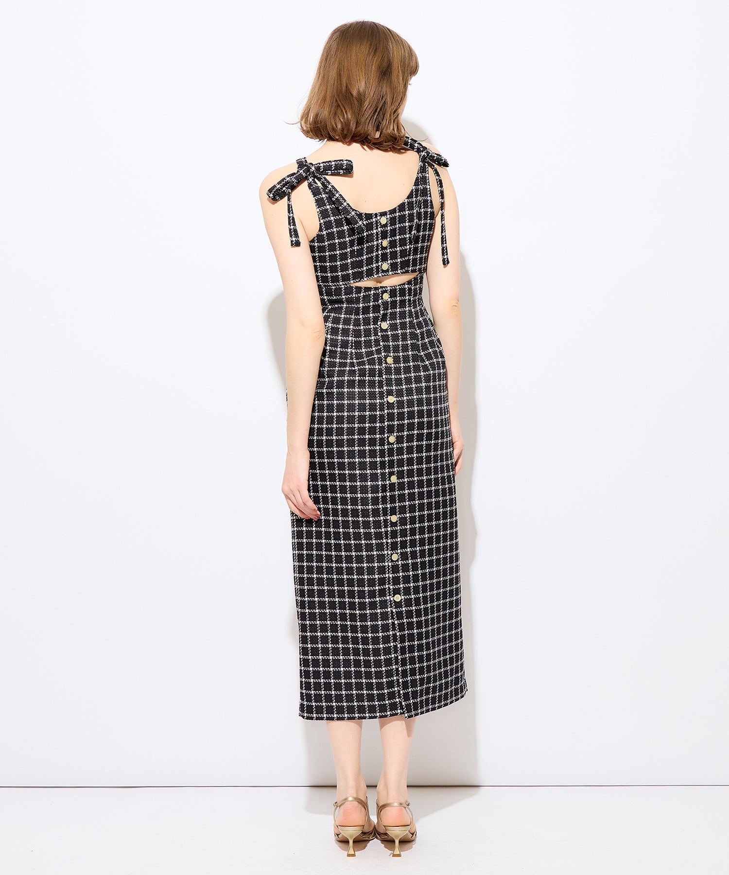 格紋吊帶連身裙