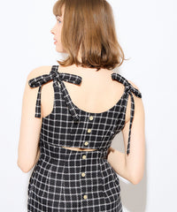 格紋吊帶連身裙