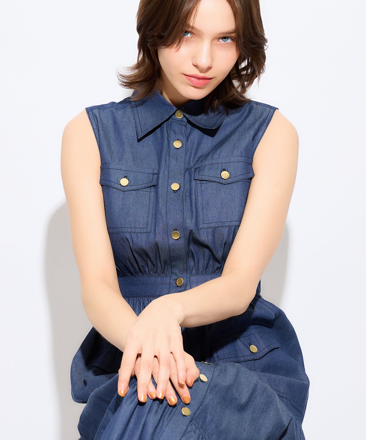 牛仔疊層連身裙